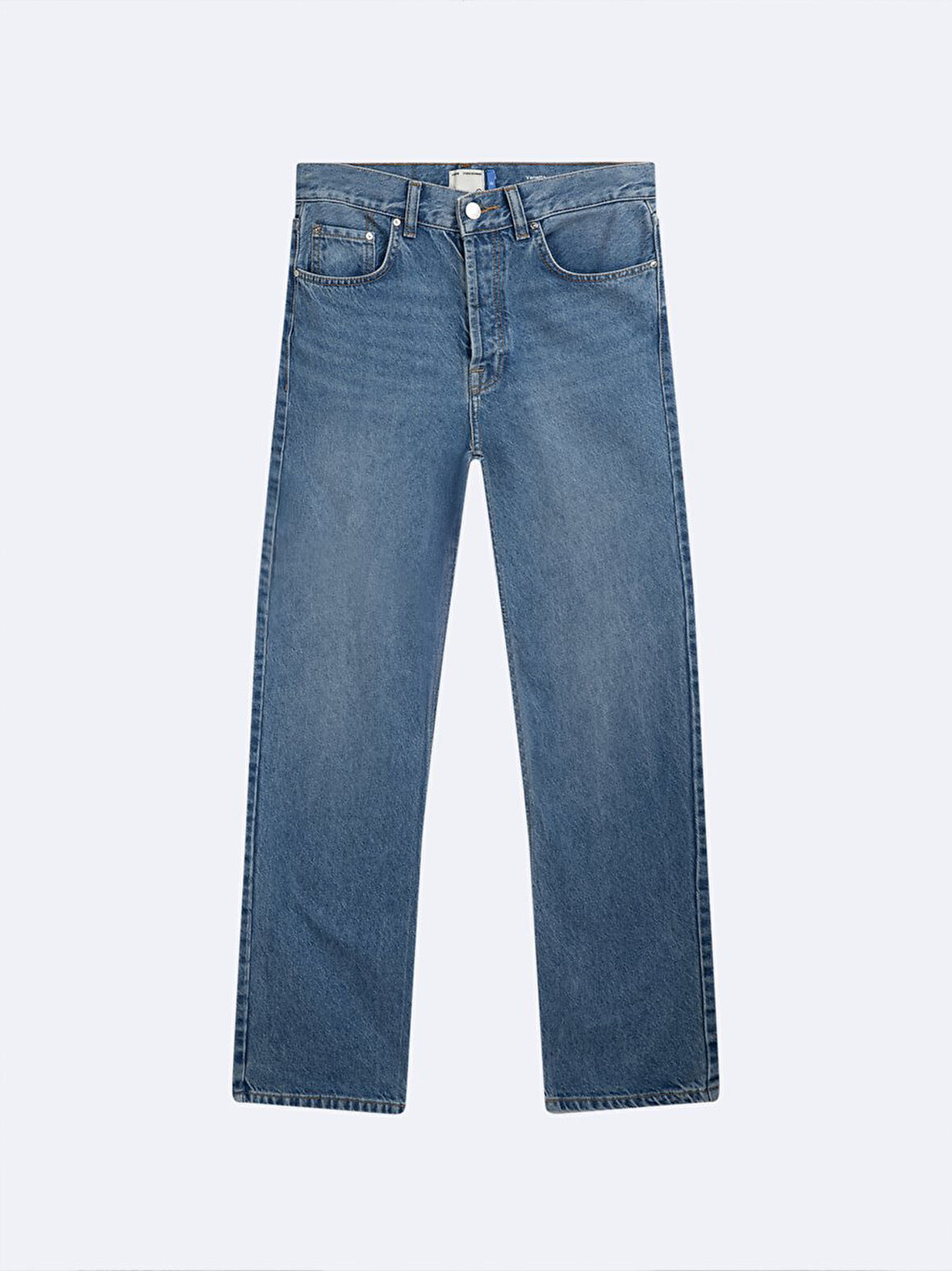 Vanetta Düz Paça Yüksek Bel Mavi Jean Pantolon