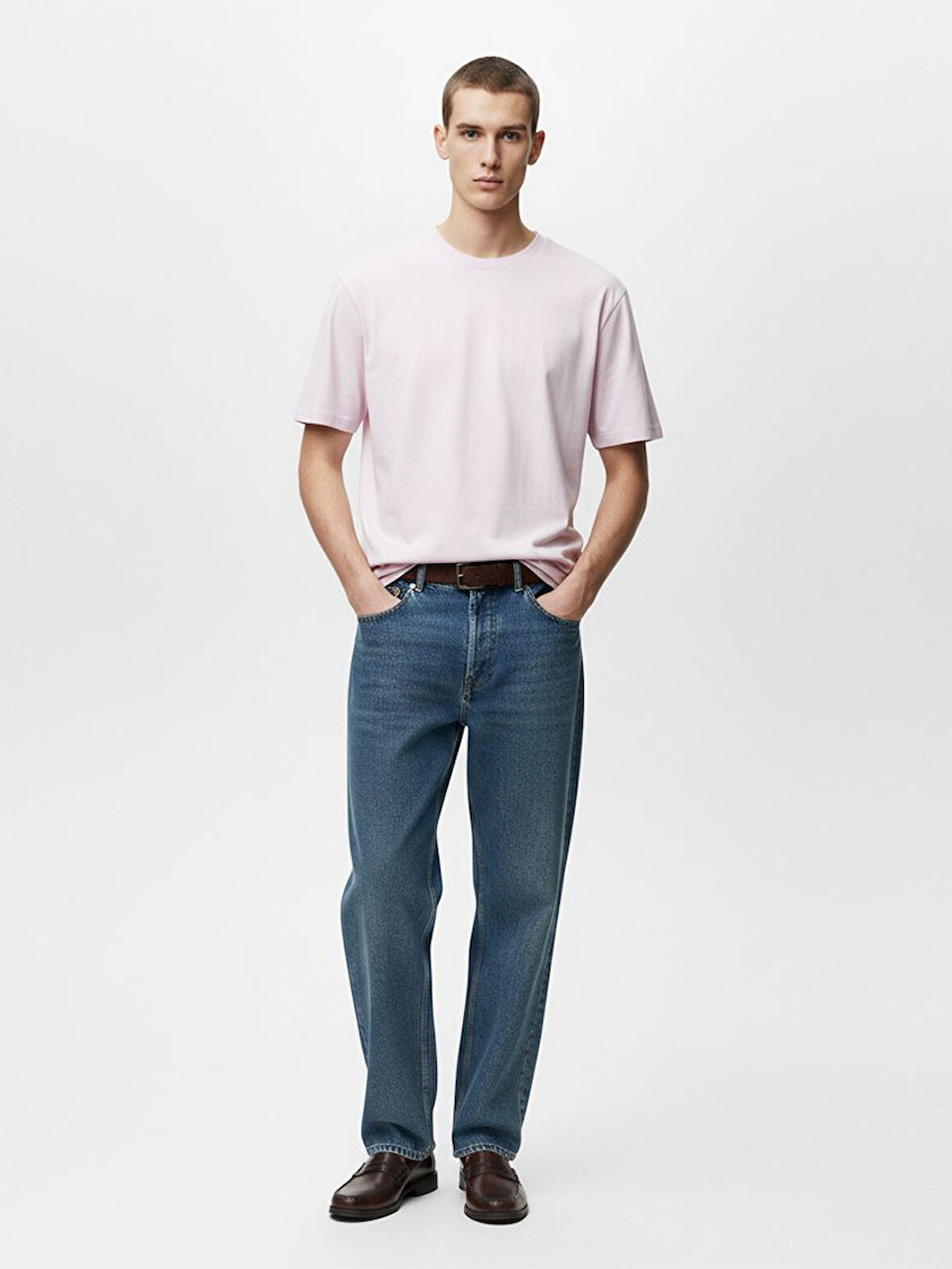 Kısa Kollu Sıfır Yaka Basic Lila T-shırt