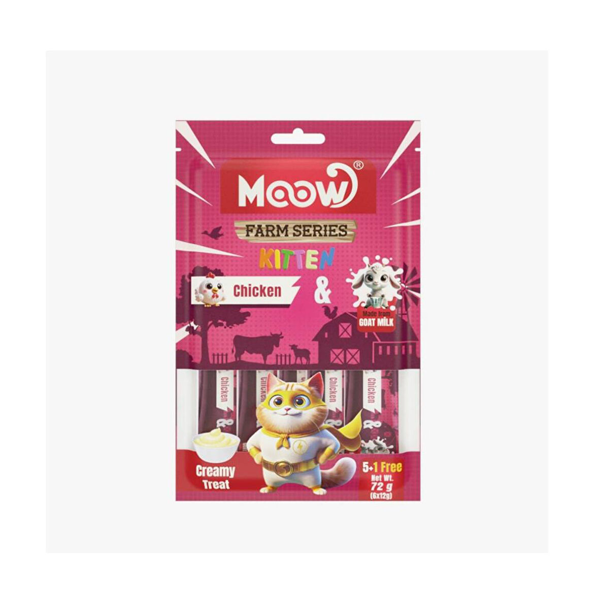 Moow Tavuklu Keçi Sütlü 12gr x 6 Adet Yavru Kedi Krema Ödülü