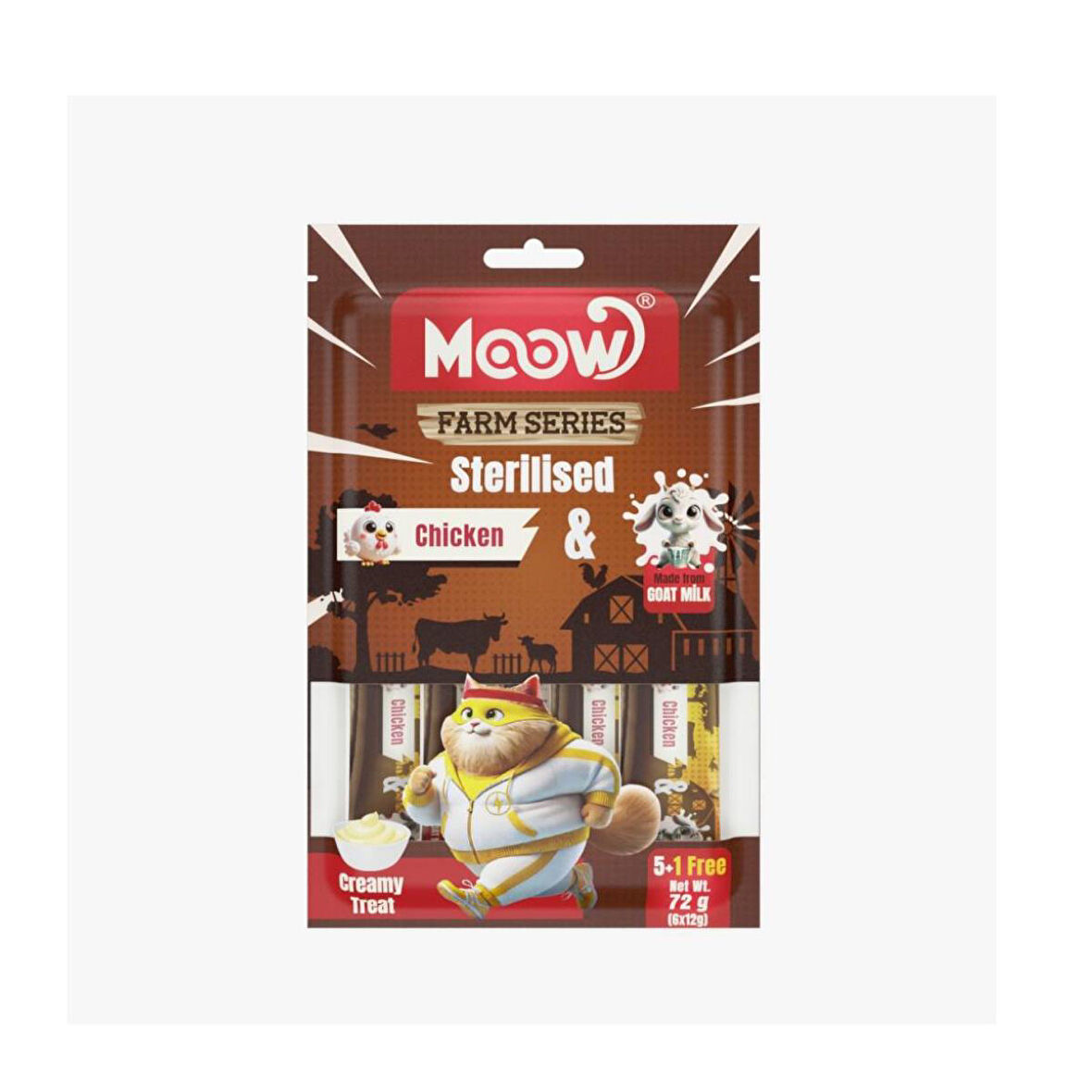 Moow Tavuklu Keçi Sütlü 12gr x 6 Adet Sterilised Kedi Krema Ödülü
