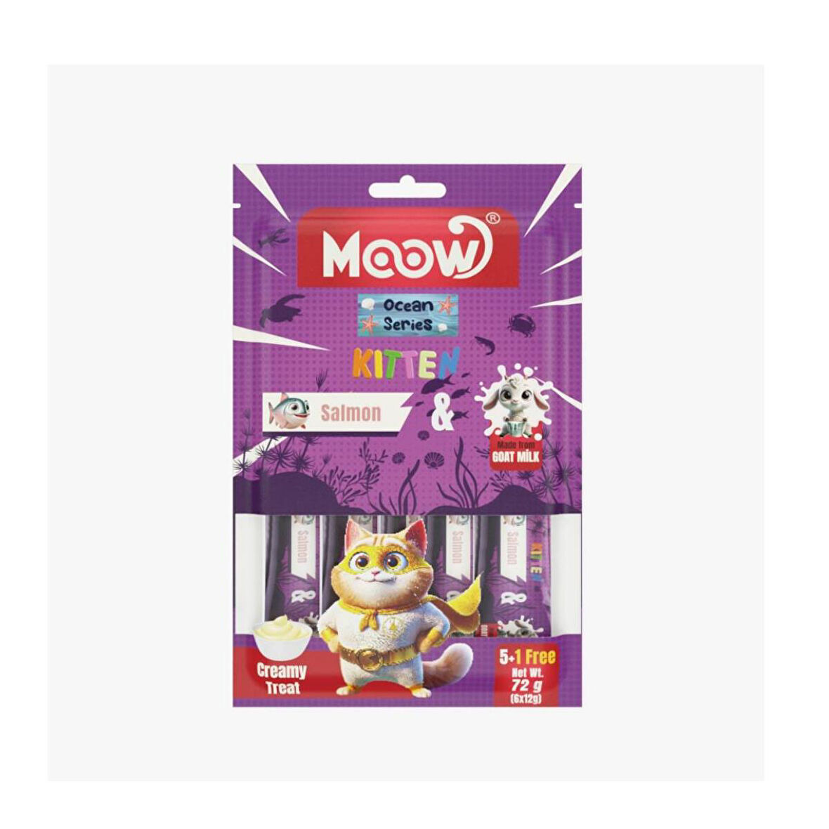 Moow Somonlu Keçi Sütlü 12gr x 6 Adet Yavru Kedi Krema Ödülü