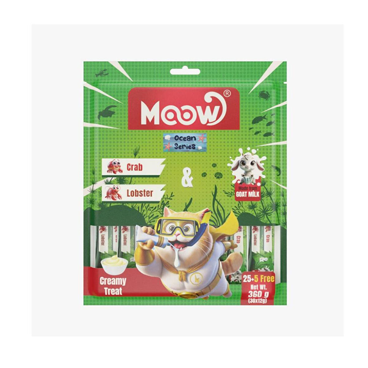 Moow Yengeçli&Istakozlu Keçi Sütlü 12gr x 30'lu Kedi Krema Ödülü