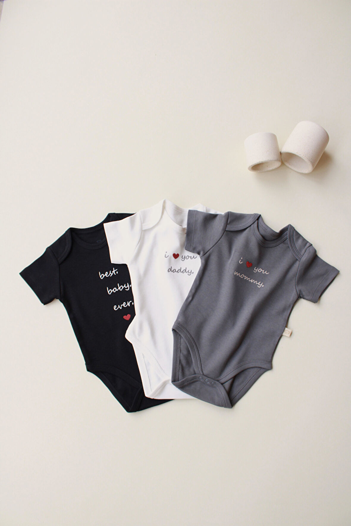 3lü Nakışlı Kısa Kollu Çıt Çıtlı Body Zıbın Model 7