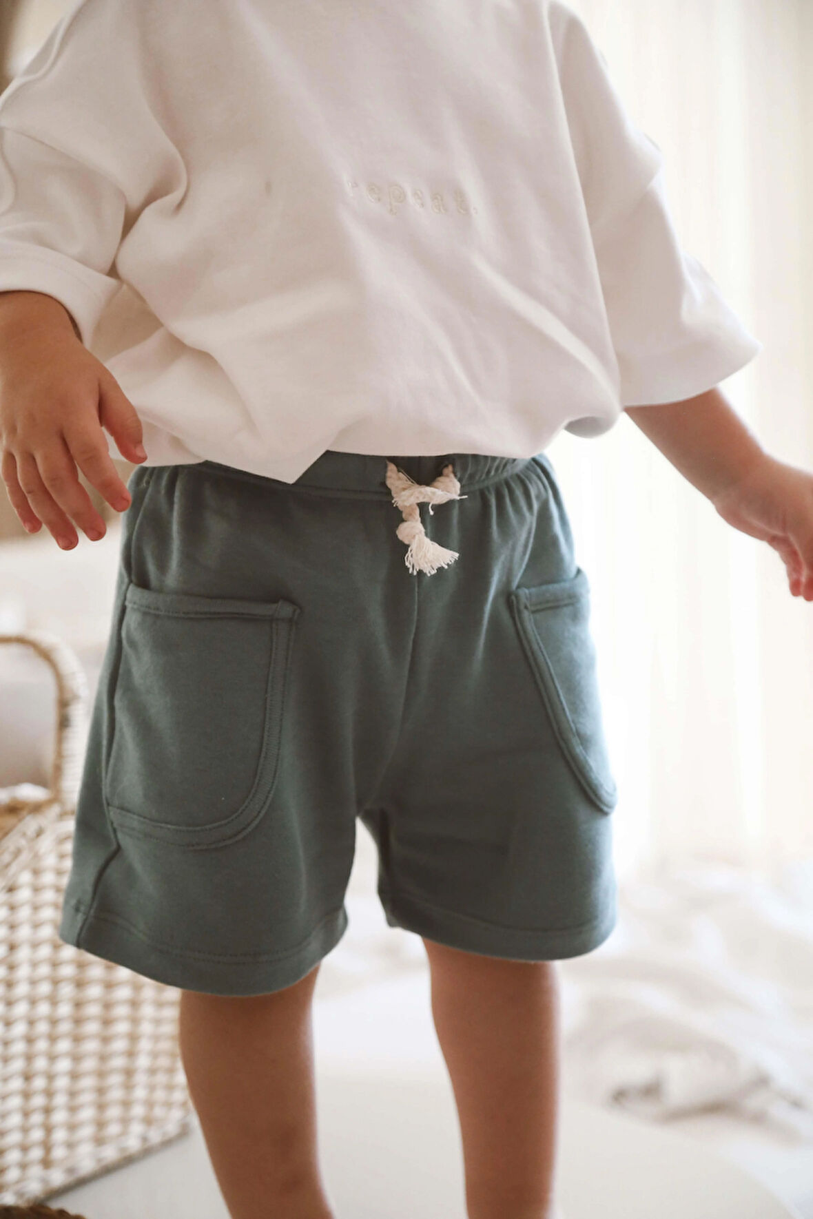 Yeşil Basic Cepli Çocuk Şort