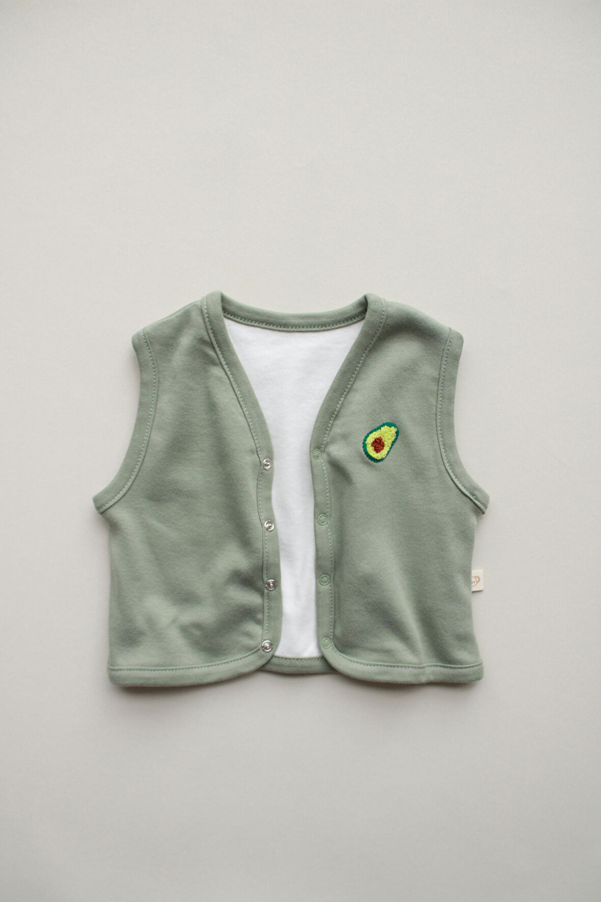 Avokado Nakışlı Çift Taraflı Yelek