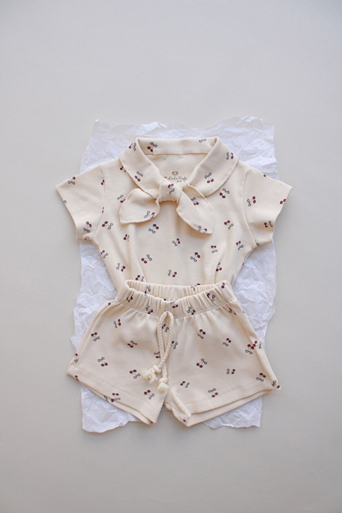 Cherry Baskı Kaşkorse Yaka Bağlamalı Takım