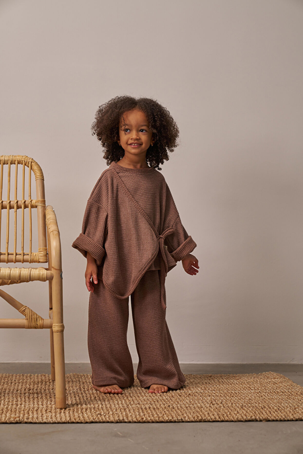 Kahverengi Waffle Bağlamalı Takım