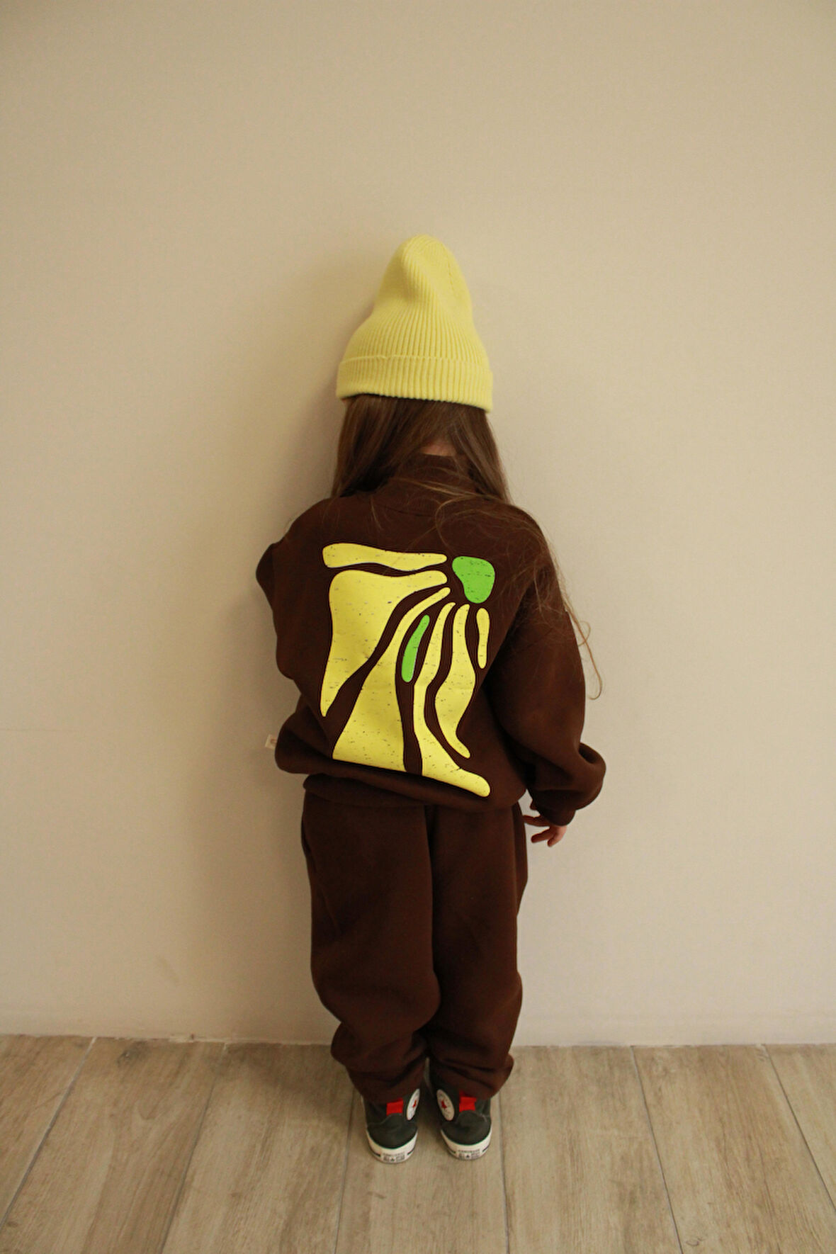 Sarı Sırt Baskılı Balıkçı Yaka Eşofman Takımı