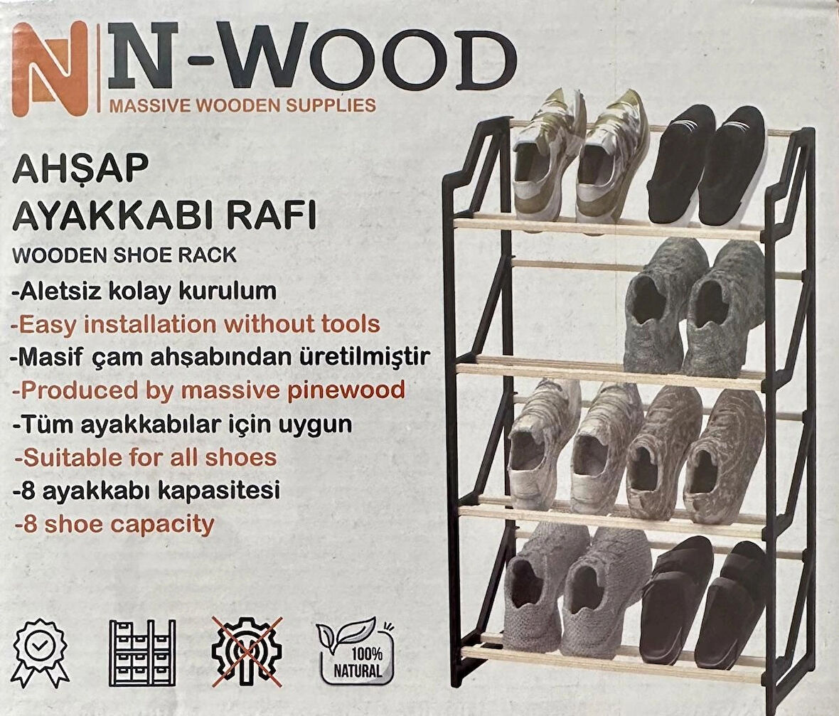 N-Wood Ahşap Ayakkabı Rafı