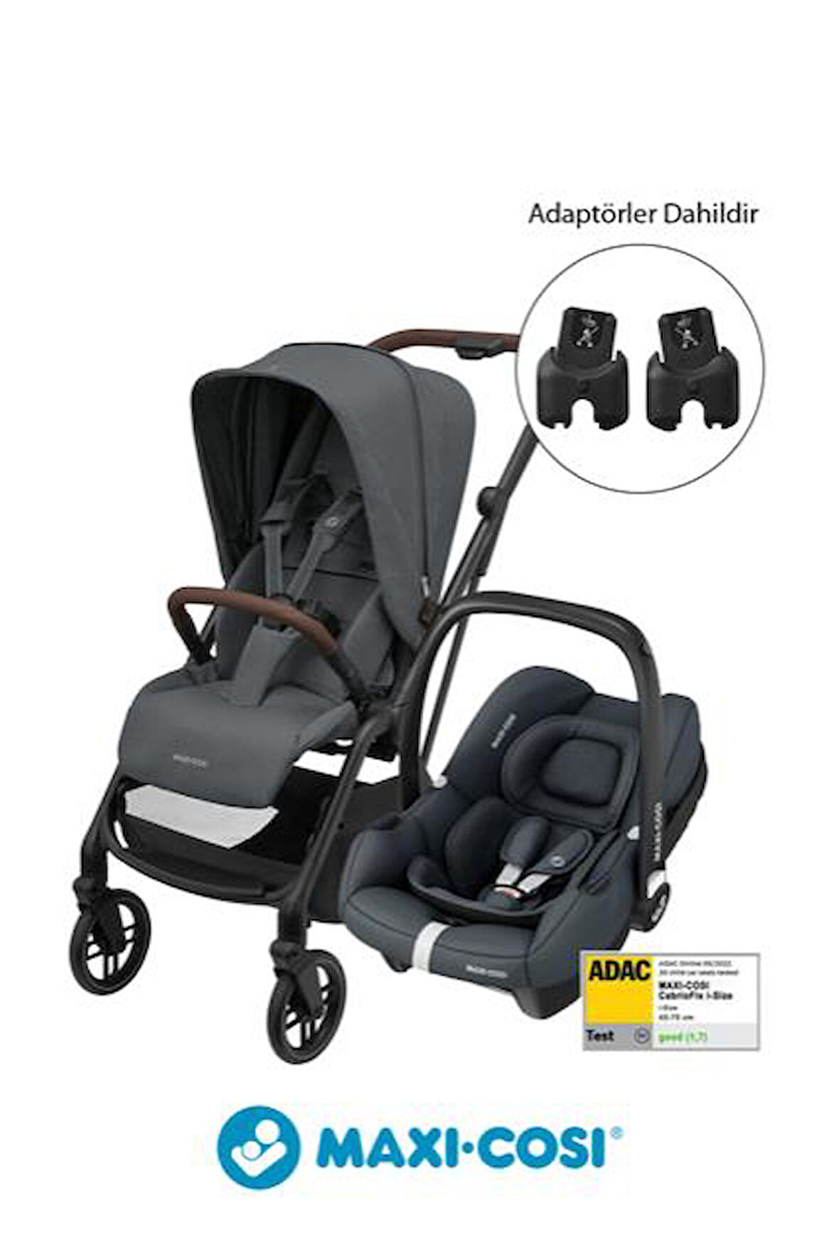 Maxi-Cosi Leona2-Cabriofix I-Size Tek Elle Katlanabilen Ultra Kompakt Çift Yönlü Seyahat Sistem Bebek Arabası Graphite