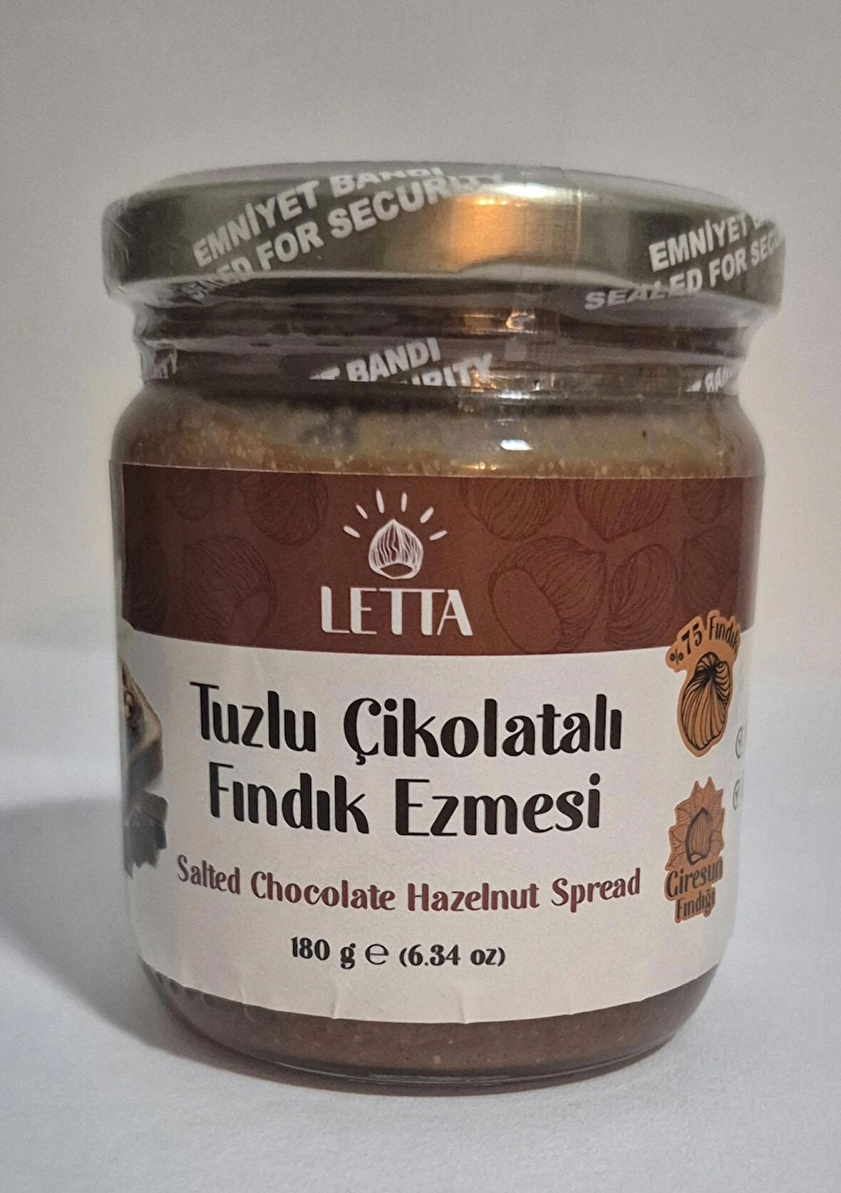 Letta Deniz Tuzlu Çikolatalı Fındık Ezmesi, 180 g, %80 Fındık