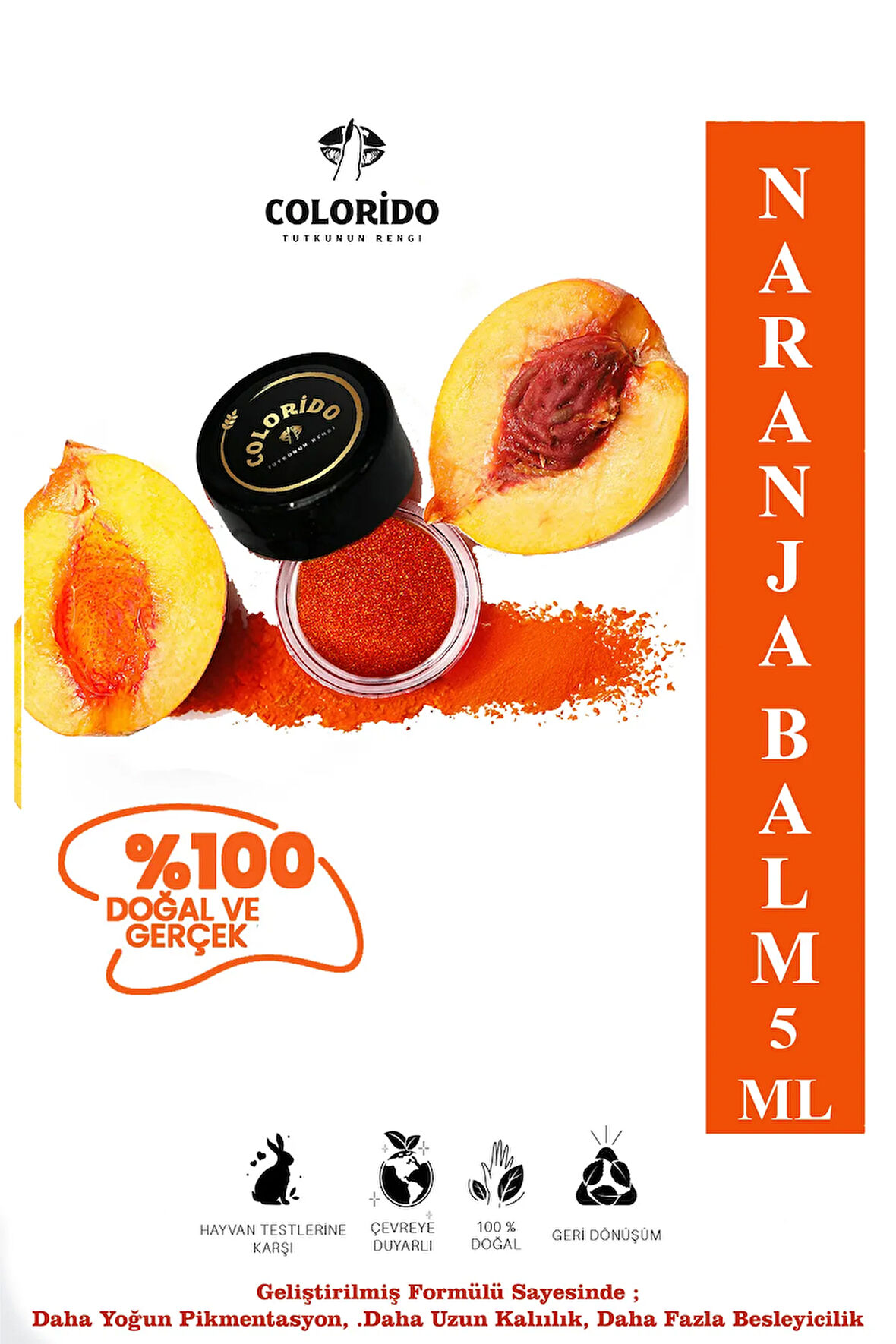 COLORİDO BÁLSAMO NARANJA NEMLENDİRİCİ ANTİOKSİDAN IŞILTI VEREN E-VİTAMİNLİ KREM BALM (RUJ,FAR,ALLIK)