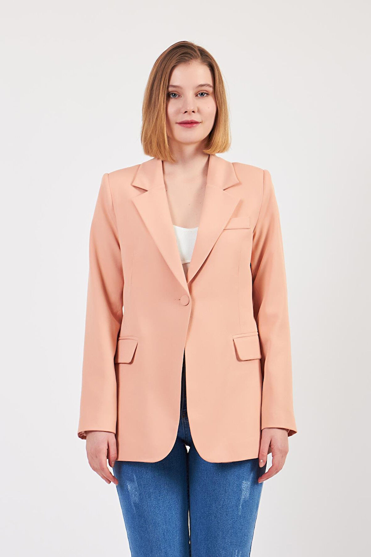 Yavru Ağzı Tek Düğme Ceket