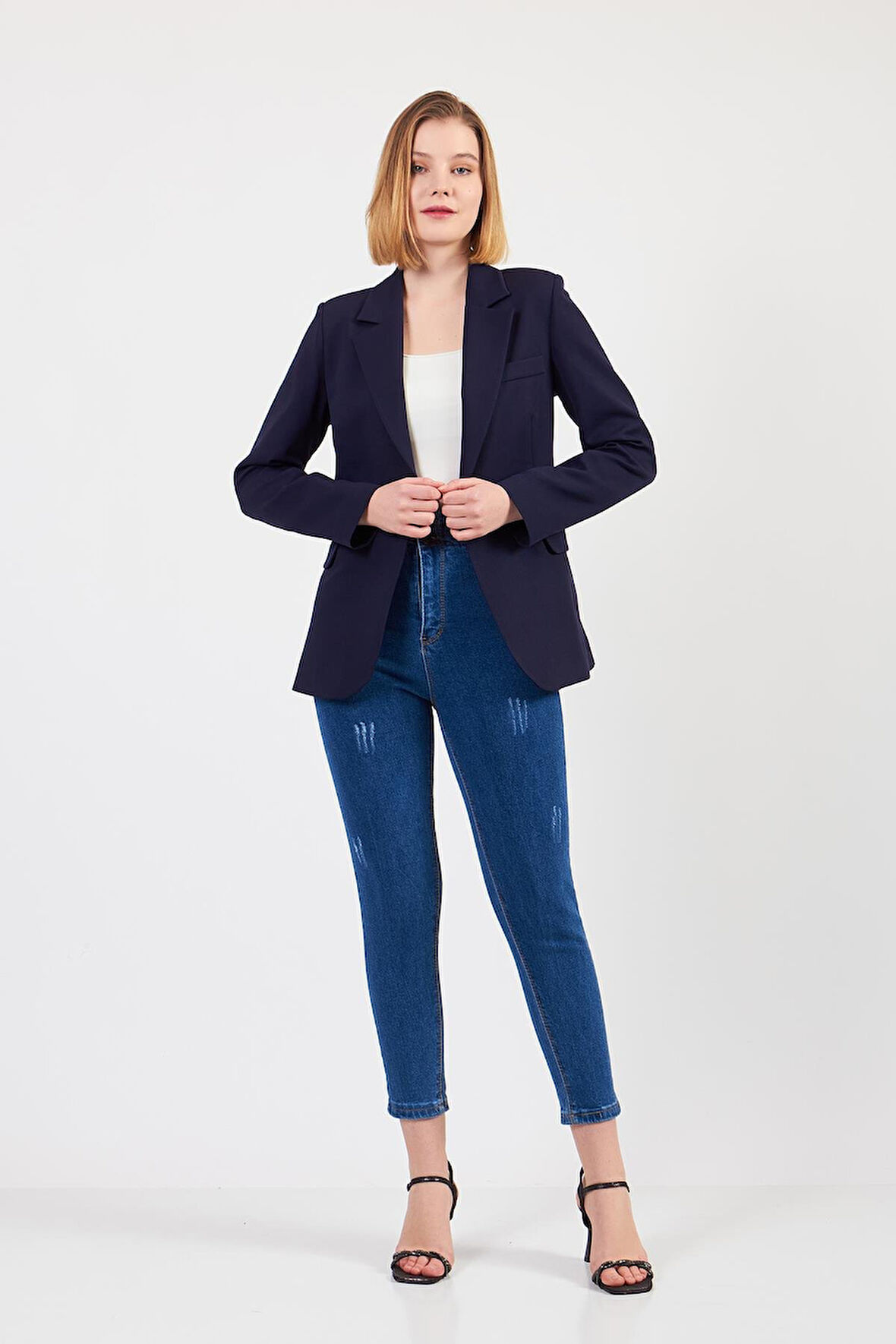 Lacivert Tek Düğme Ceket