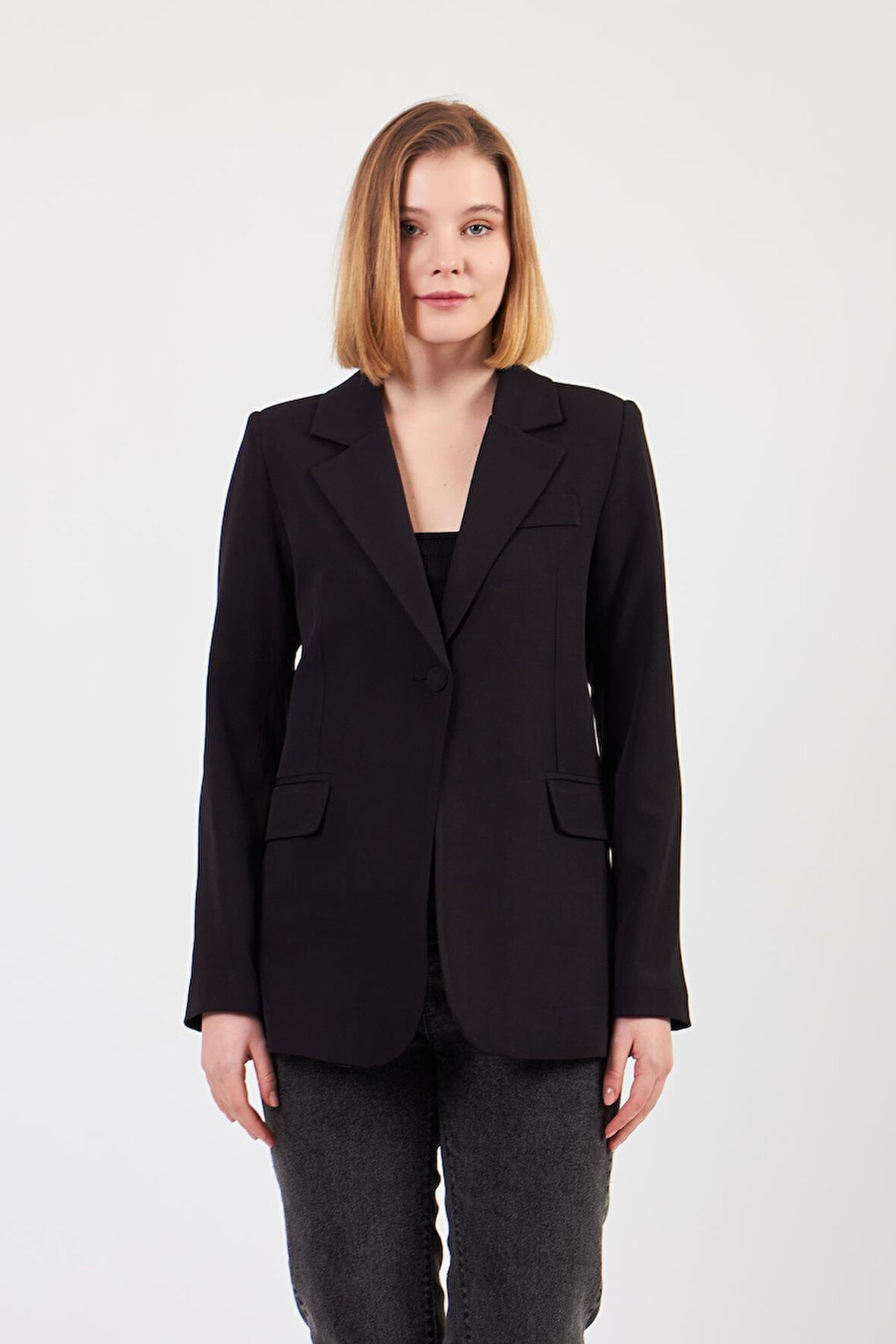 Siyah Tek Düğme Ceket