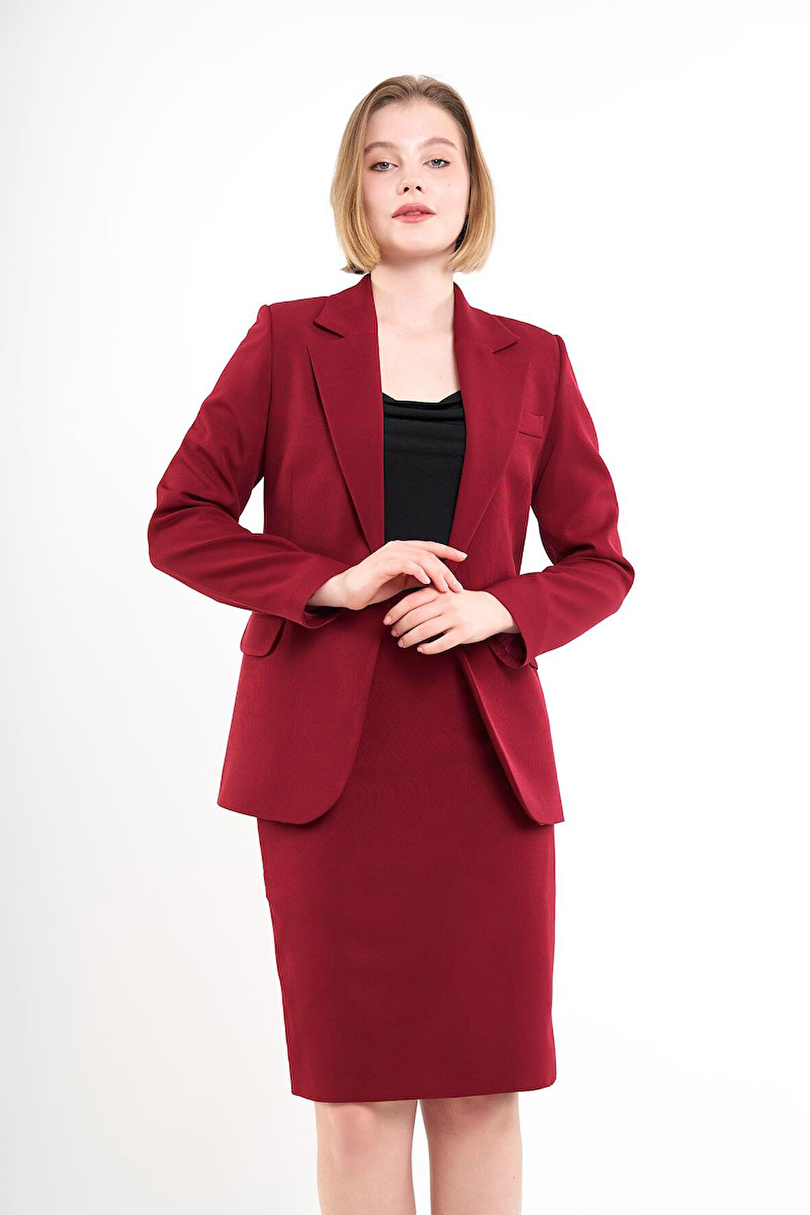 Bordo Ceket Etek Takım