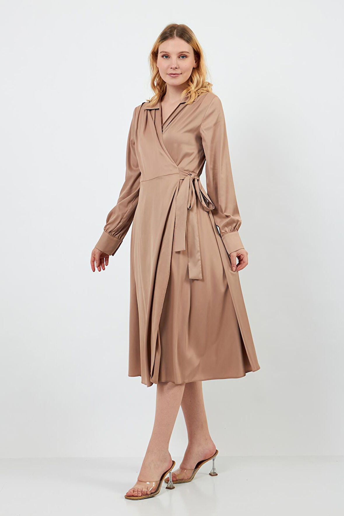 Vizon Mat Saten Elbise