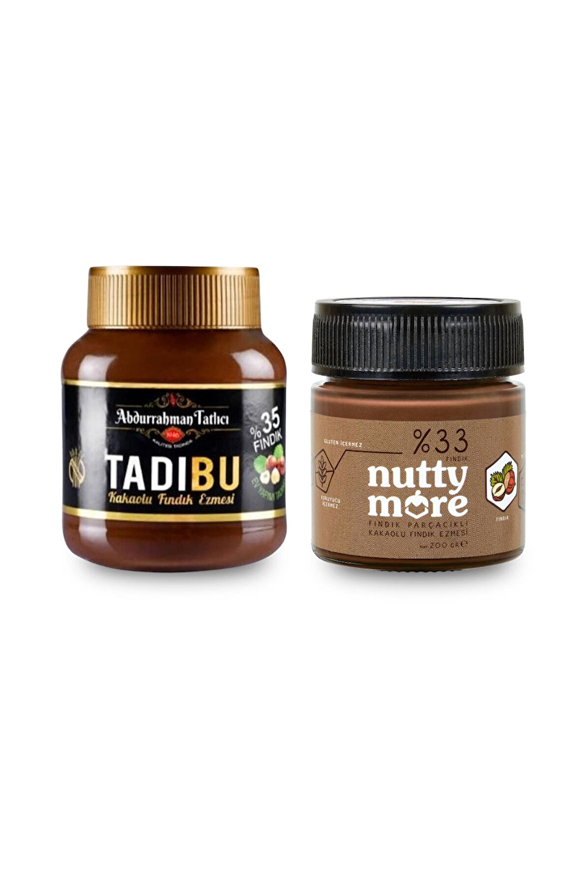 Abdurrahman Tatlıcı Tadıbu 330 gr & Nutty More %33 Fındık Parçacıklı Kakaolu Fındık Ezmesi 200 gr