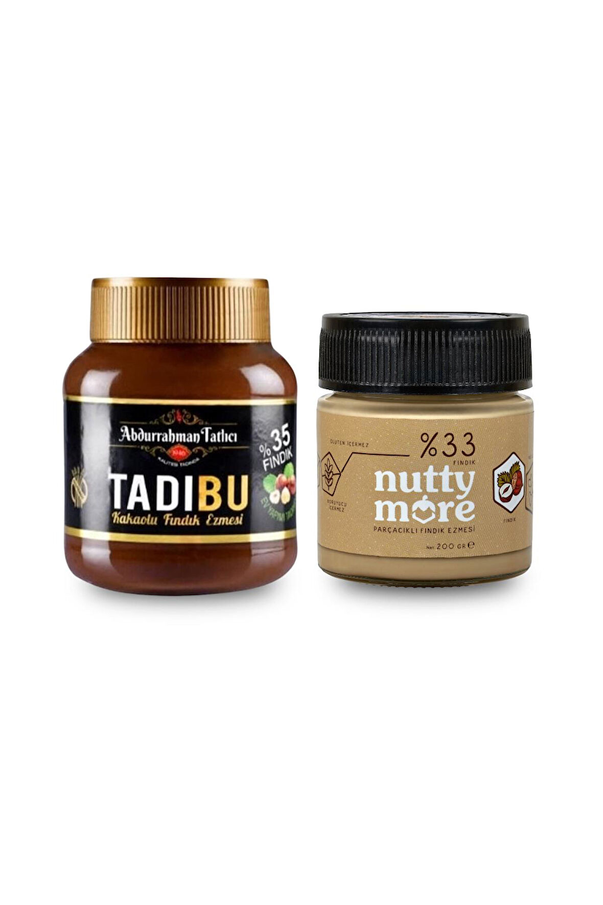 Abdurrahman Tatlıcı Tadıbu 330 gr & Nutty More %33 Fındık Parçacıklı Fındık Ezmesi 200 gr