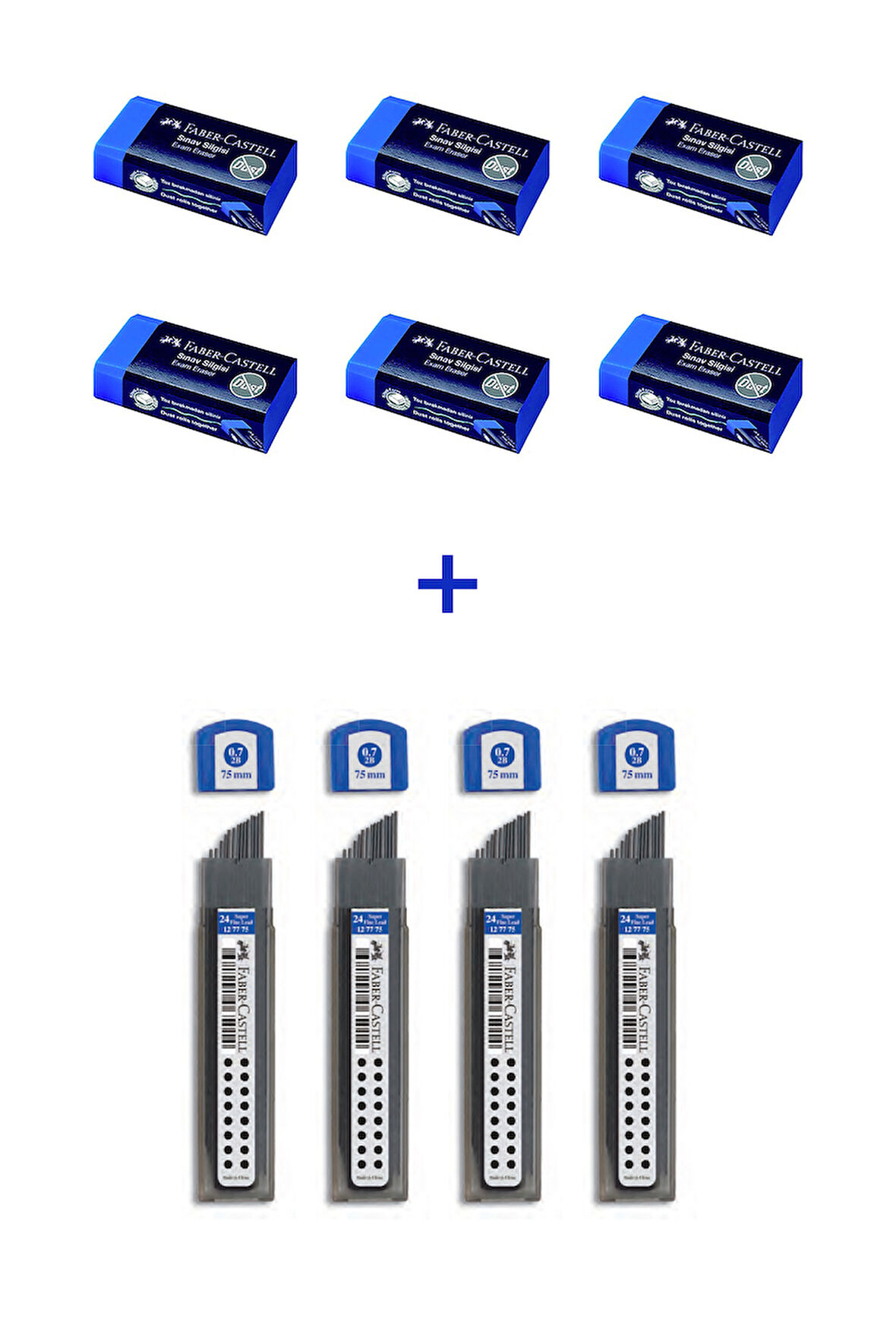 4'lü Super Fine Min, 2B, 0.7, 6'lı Yumuşak Sınav Silgisi, 10'lu Yazım Seti