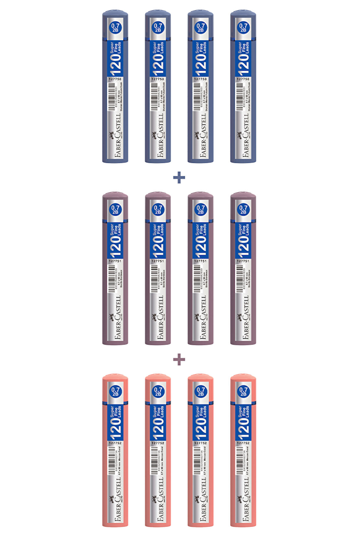 Grip, 0,7 mm, 120'li Min, 12'li Set, 2B Mekanik Kalem Ucu, 3 Renk, Soft‑Touch, Kolay Taşınabilir