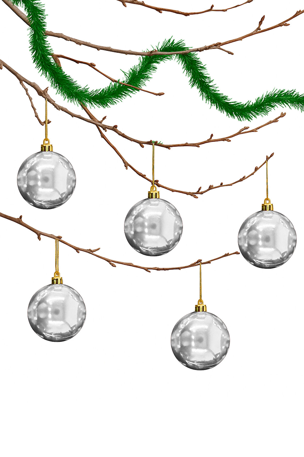 Waldern 6 Lı 10 Cm Parlak Yılbaşı Ağacı Süsü Cici Top Gümüş