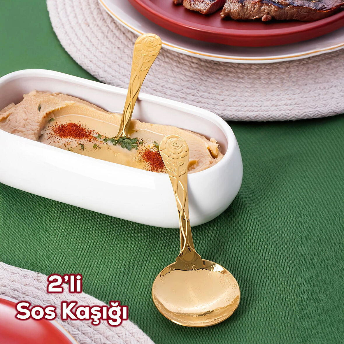 Porsima 5217 Metal Gold 2li Sos Kaşığı 13cm