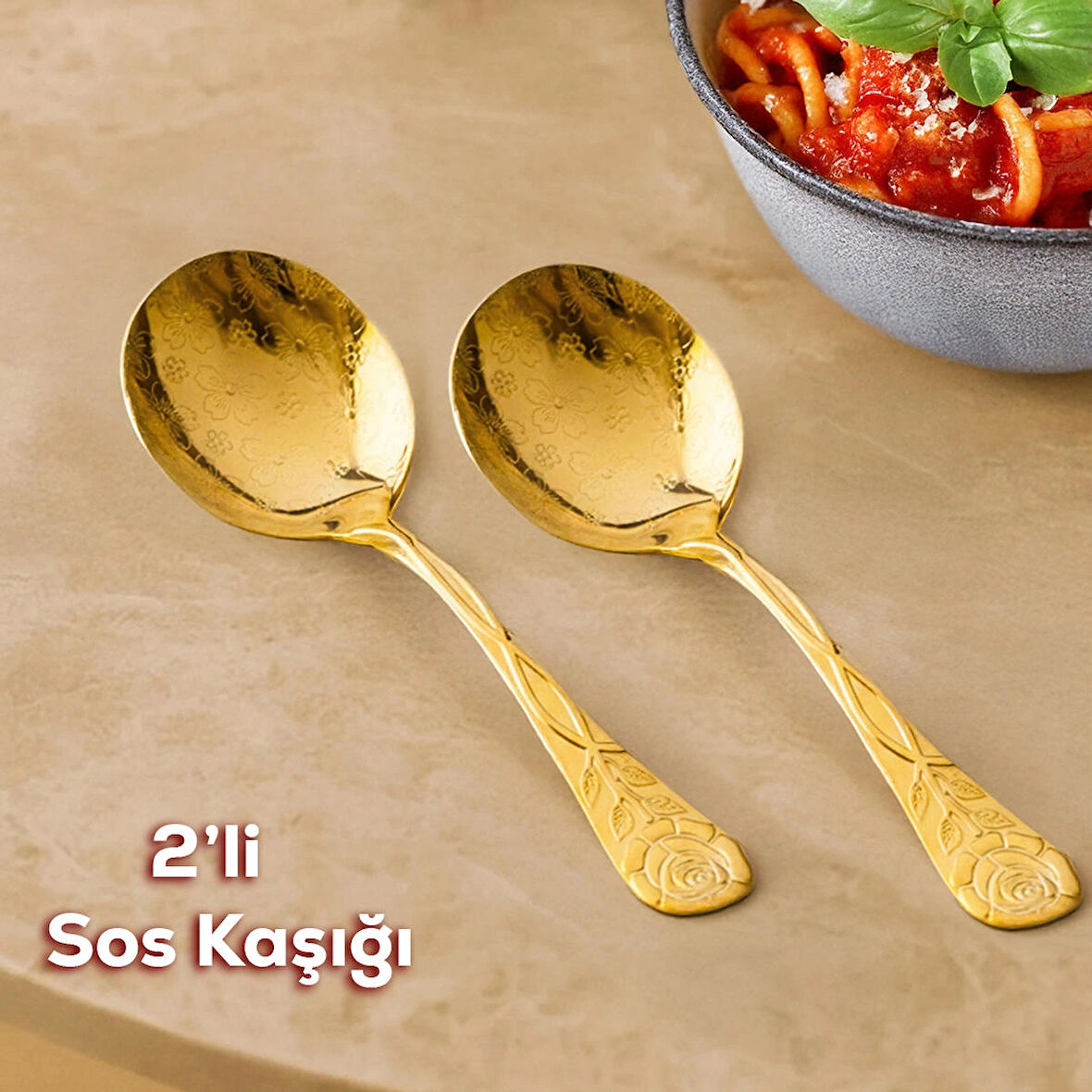 Porsima 5217 Metal Gold 2li Sos Kaşığı 13cm