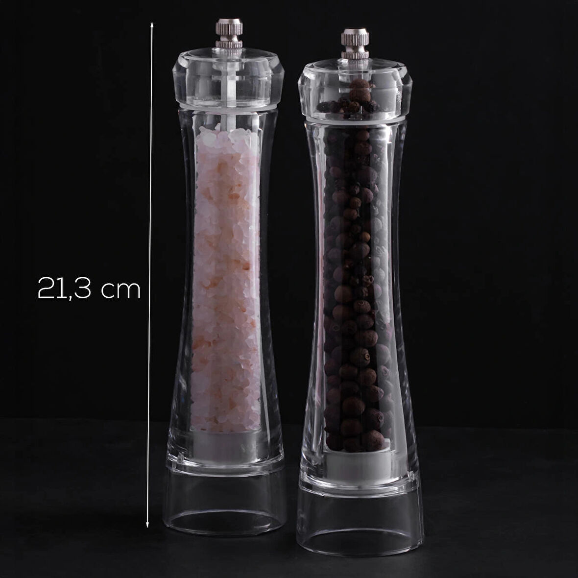 Porsima 5915366 Baharat Öğütücü 2li Set Değirmen Baharat Değirmeni El Değirmeni Tuz Karabiber Öğütücü Baharatlık