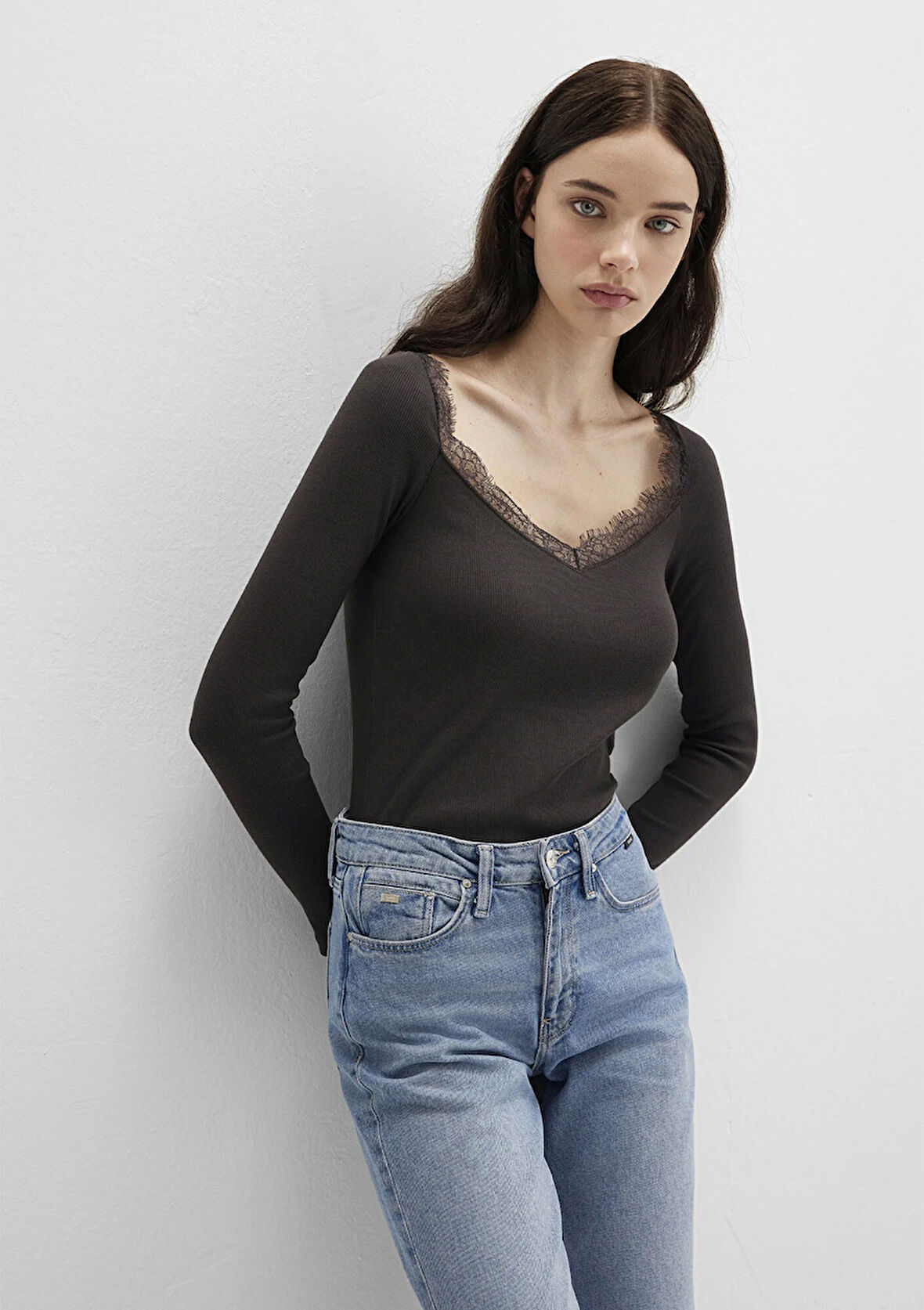 Uzun Kollu Kahverengi Tişört 1613851-70262