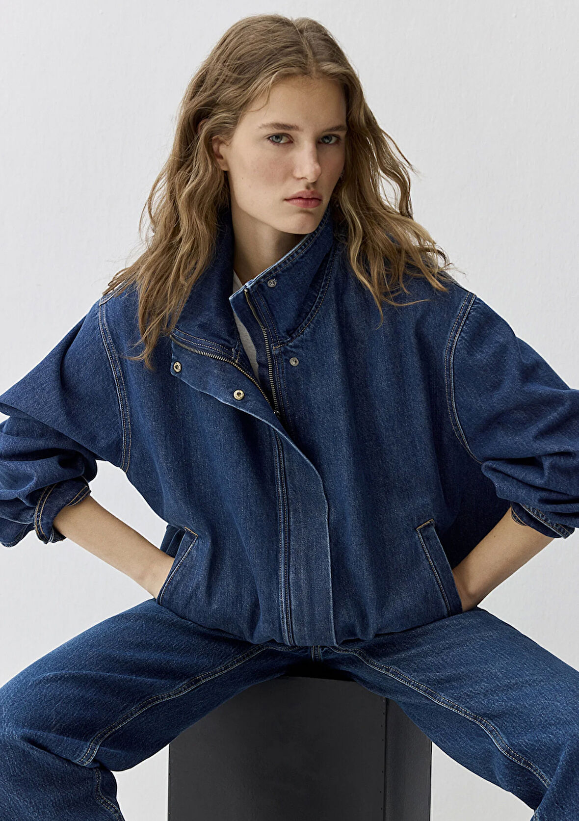 Mira Dark Blue Icon Bomber Jean Ceket 1121058-A3354