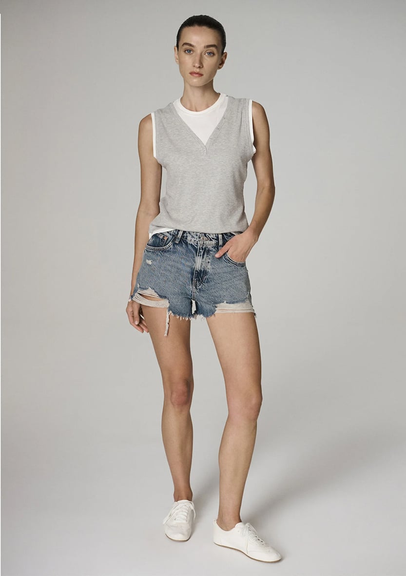 Tyra 90lar Vintage Indigo Mavisi Jean Şort 1410011-A3188
