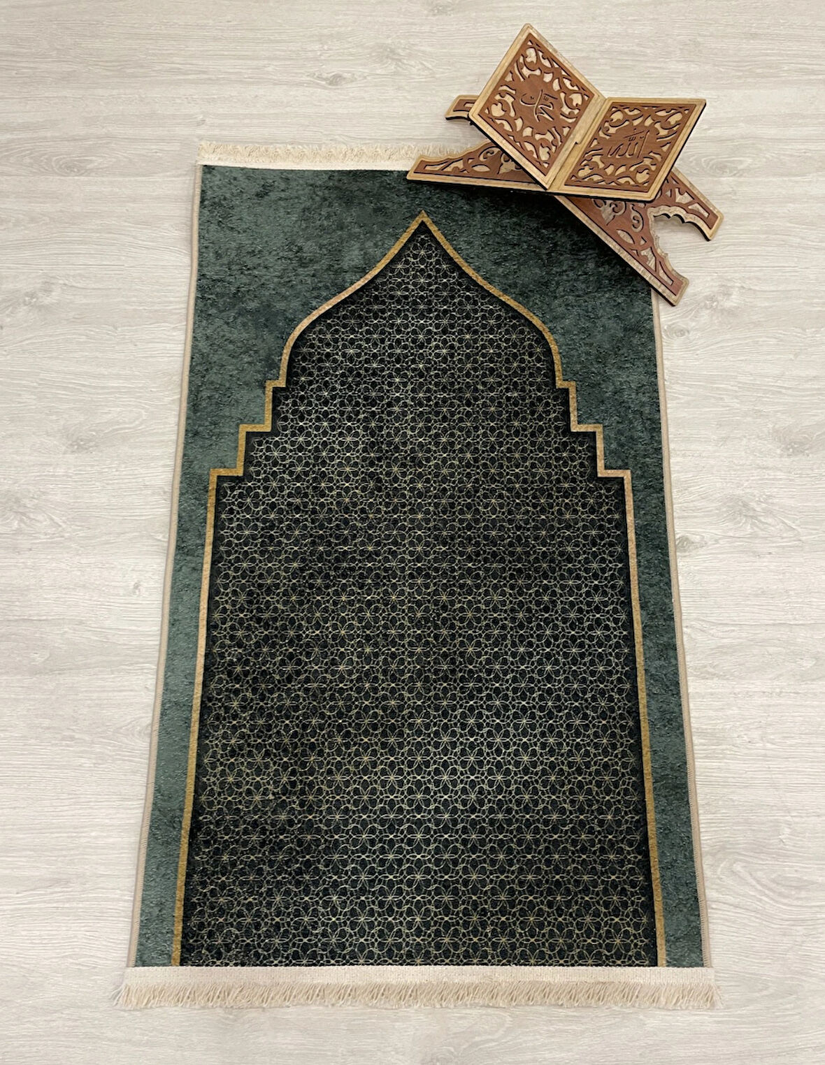 Seccade Saçaklı (lateks Taban) 75x125 Ebat - Yeşil