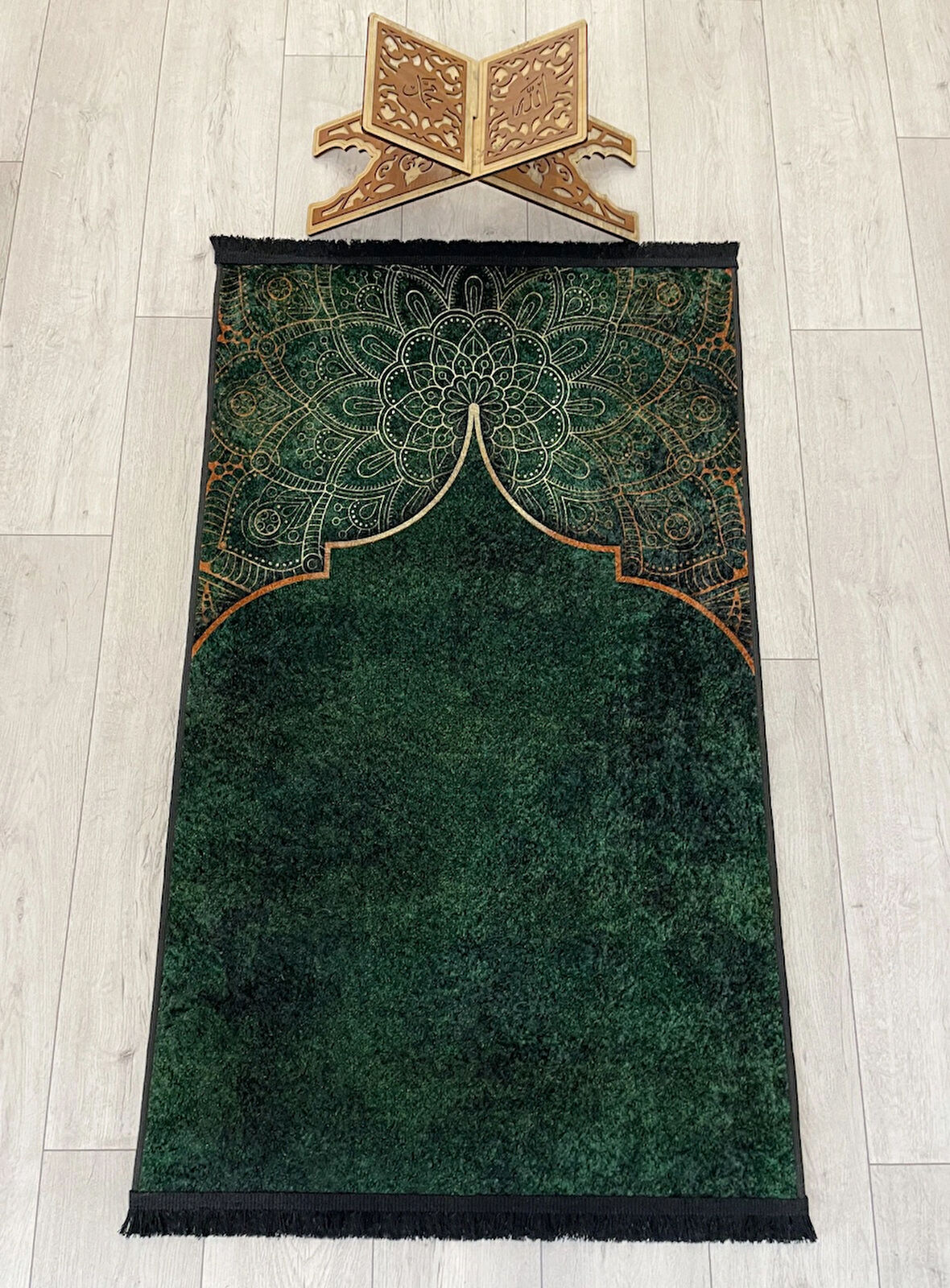 Seccade Saçaklı (lateks Taban) 75x125 Ebat - Yeşil