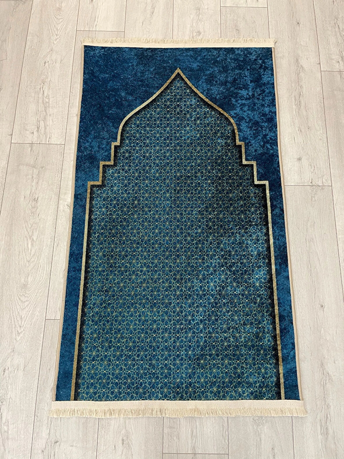 Seccade Saçaklı (lateks Taban) 75x125 Ebat - Mavi