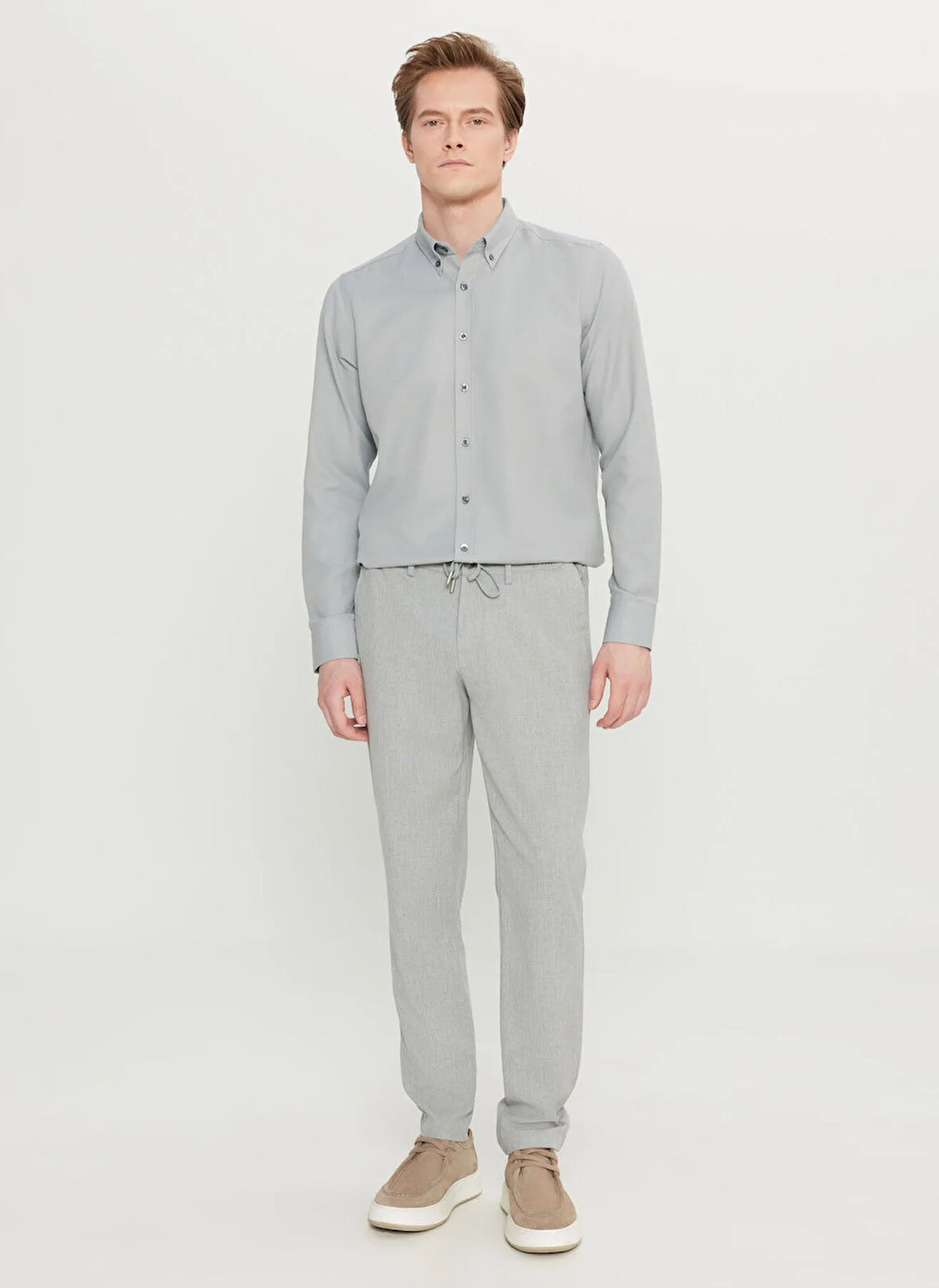 Altınyıldız Classics Bağlamalı Bel Normal Paça Jogger Gri Erkek Pantolon ACE001261525_GRI