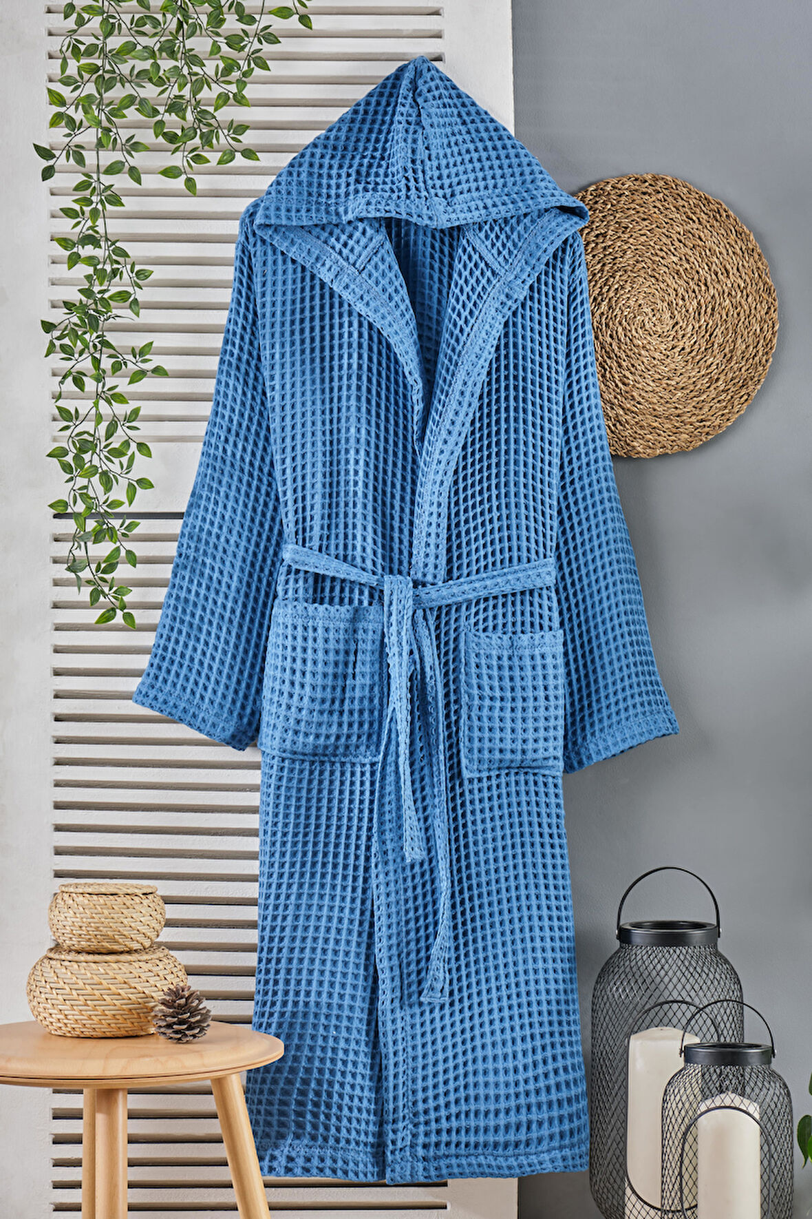 BebeSoft Unisex Petek Desenli Pike Bornoz - %100 Pamuk, Yumuşak ve Doğal Bornoz