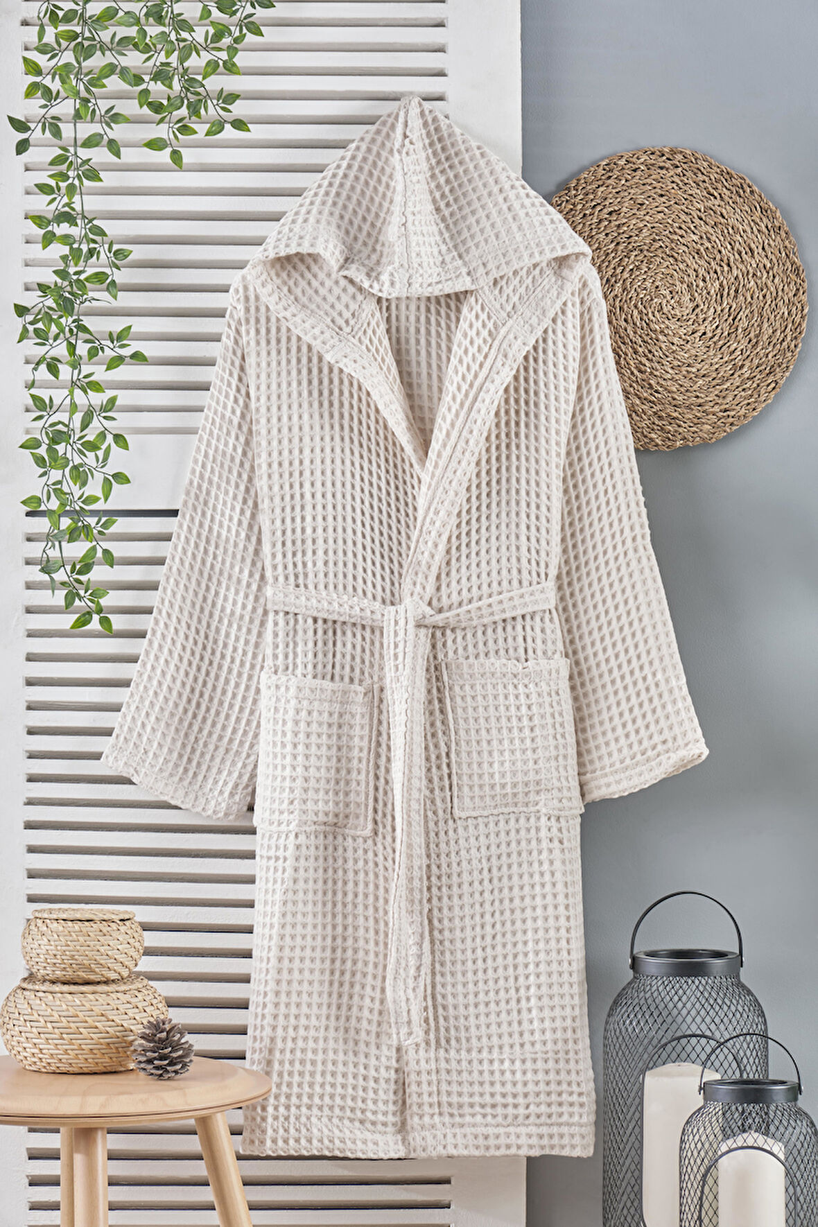 BebeSoft Unisex Petek Desenli Pike Bornoz - %100 Pamuk, Yumuşak ve Doğal Bornoz