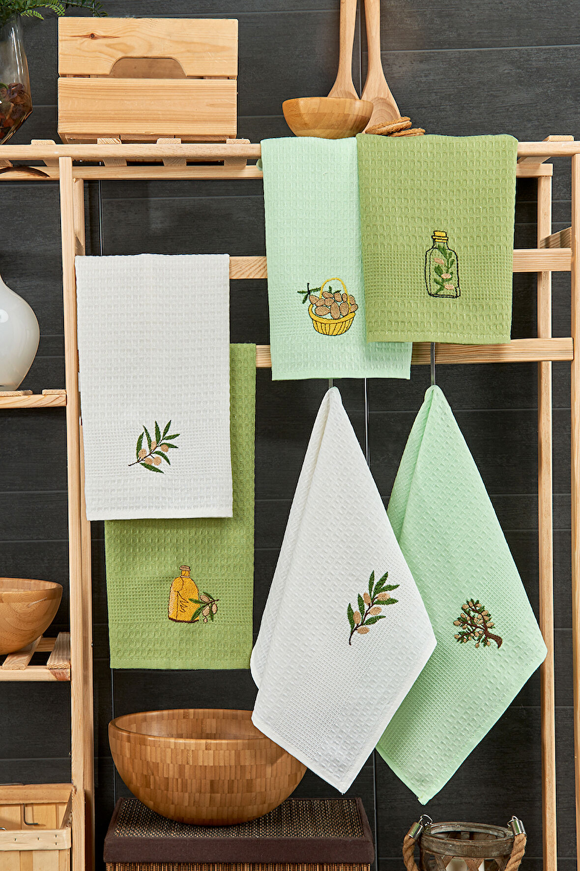 BebeSoft Kahve Köşesi 6'lı  Mutfak Havlu Seti (45cmx60cm)