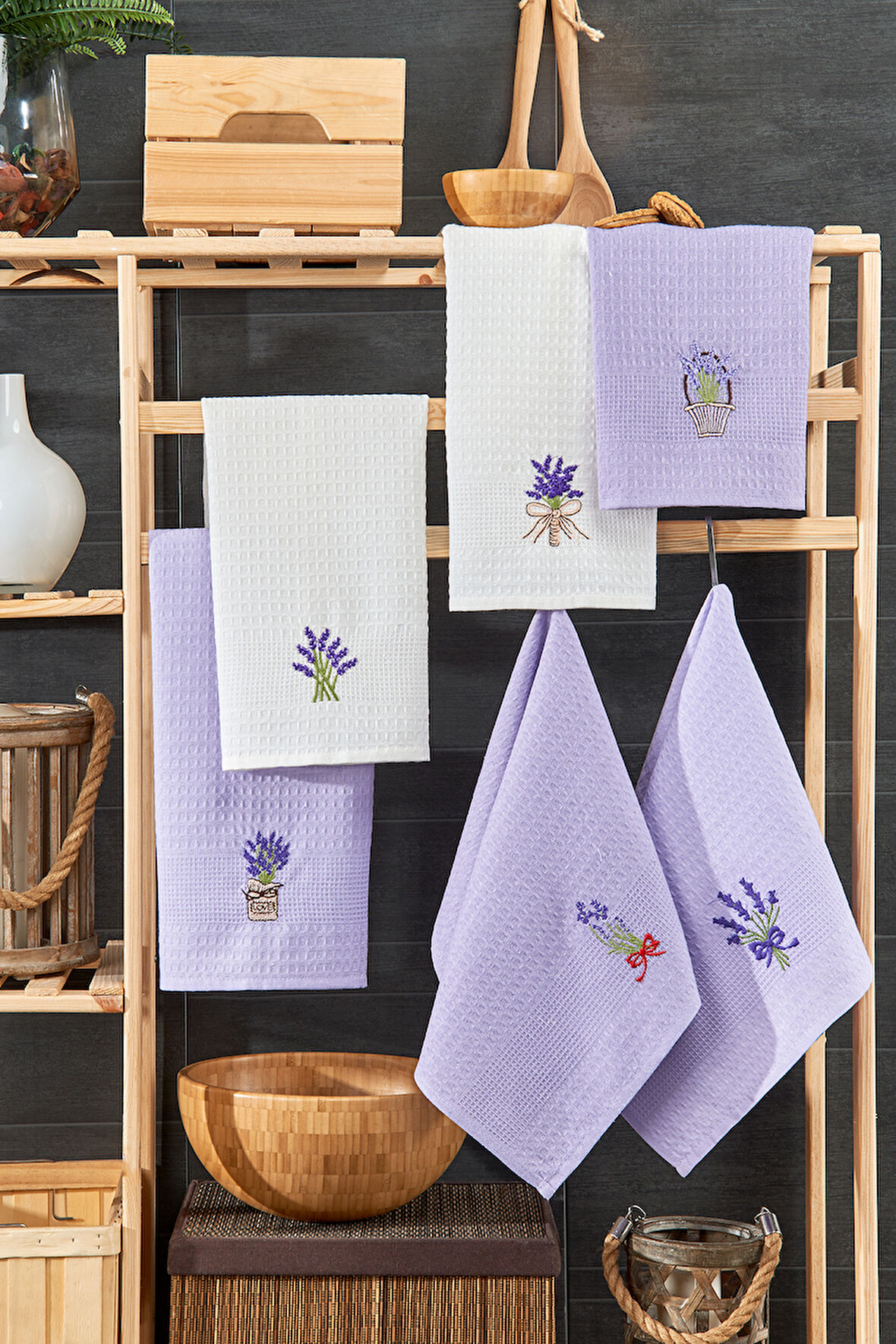 BebeSoft Kahve Köşesi 6'lı  Mutfak Havlu Seti (45cmx60cm)