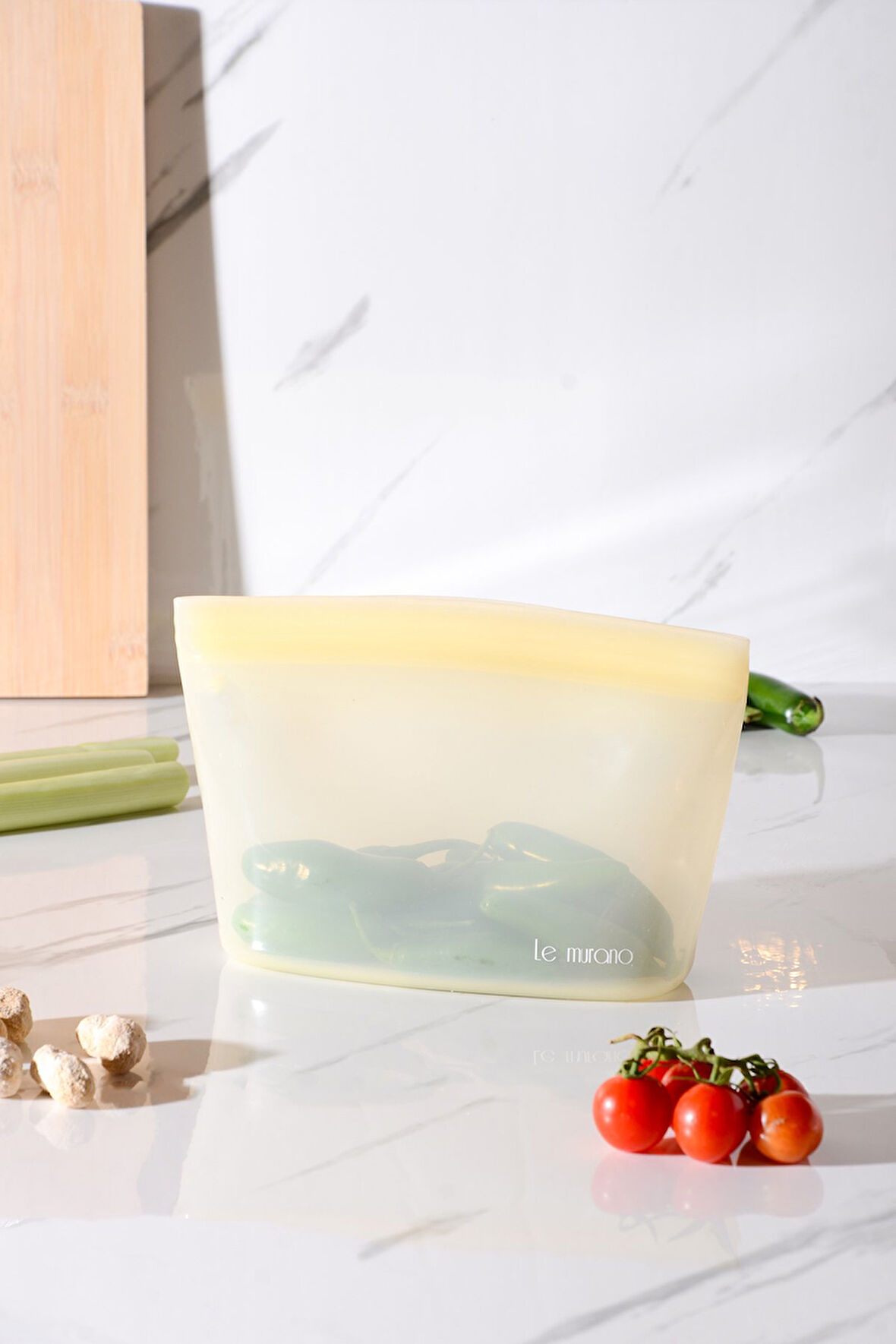 Lush Hava Sızdırmaz Kilitli Silikon Saklama Torbası 1000 ml | Sarı