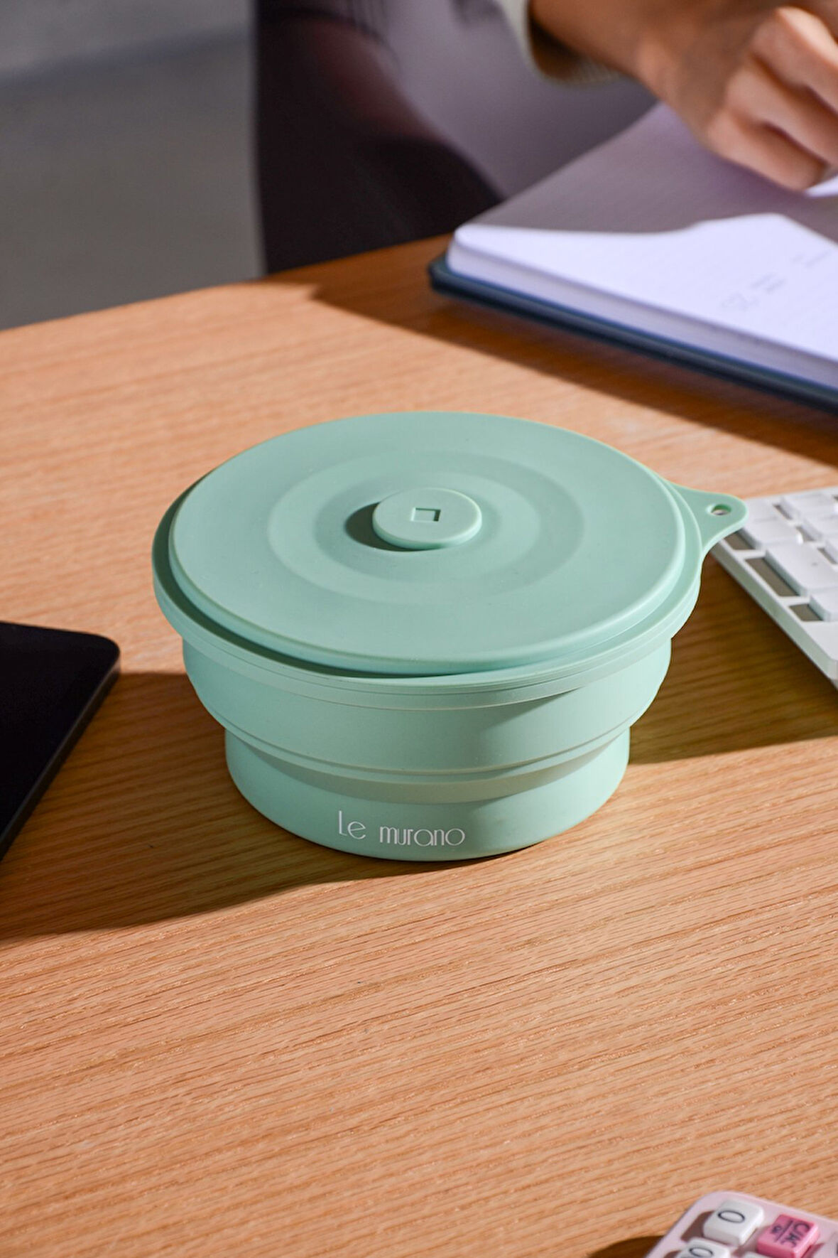 Mori Hava Sızdırmaz Yuvarlak Katlanabilir Silikon Saklama Kabı 600 ml | Yeşil