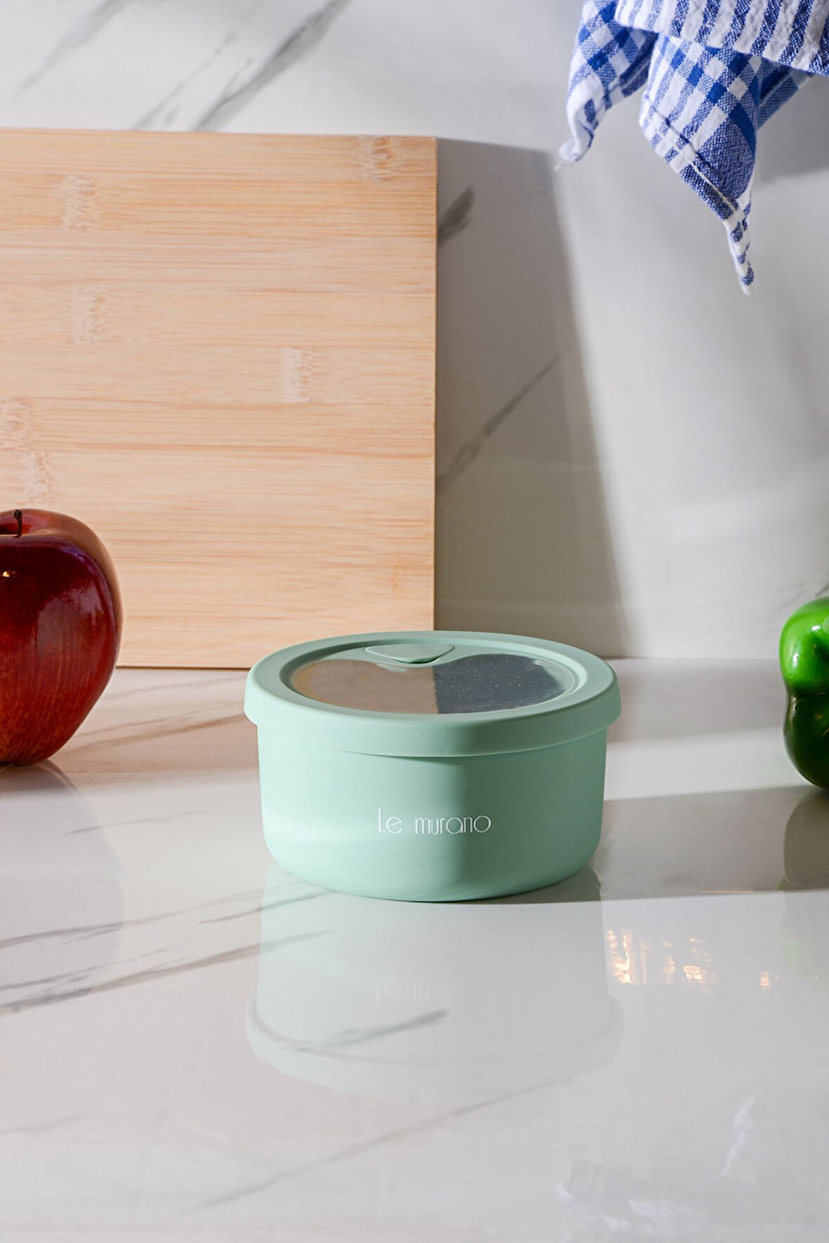 Pastel Hava Sızdırmaz Yuvarlak Silikon Saklama Kabı 400 ml | Yeşil