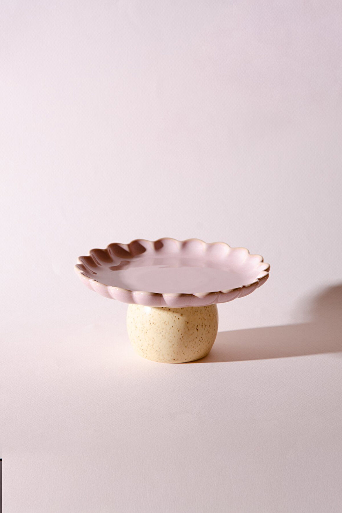 Fungo Ayaklı Pasta Kek Sunum Tabağı 15 cm | Pembe