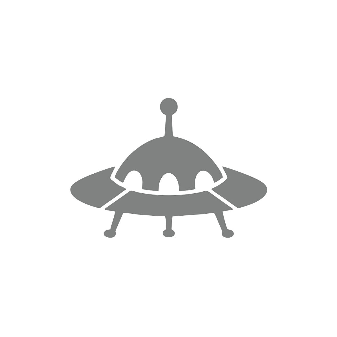 Ufo Araba Sticker 17x17 Cm Gri