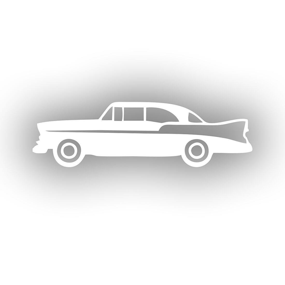 Klasik Araba Araba Sticker 17x17 Cm Beyaz