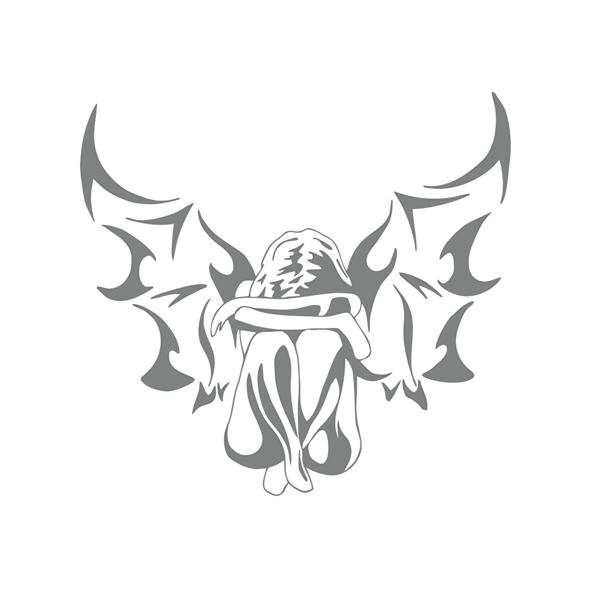 Melek Araba Sticker 17x17 Cm Gri