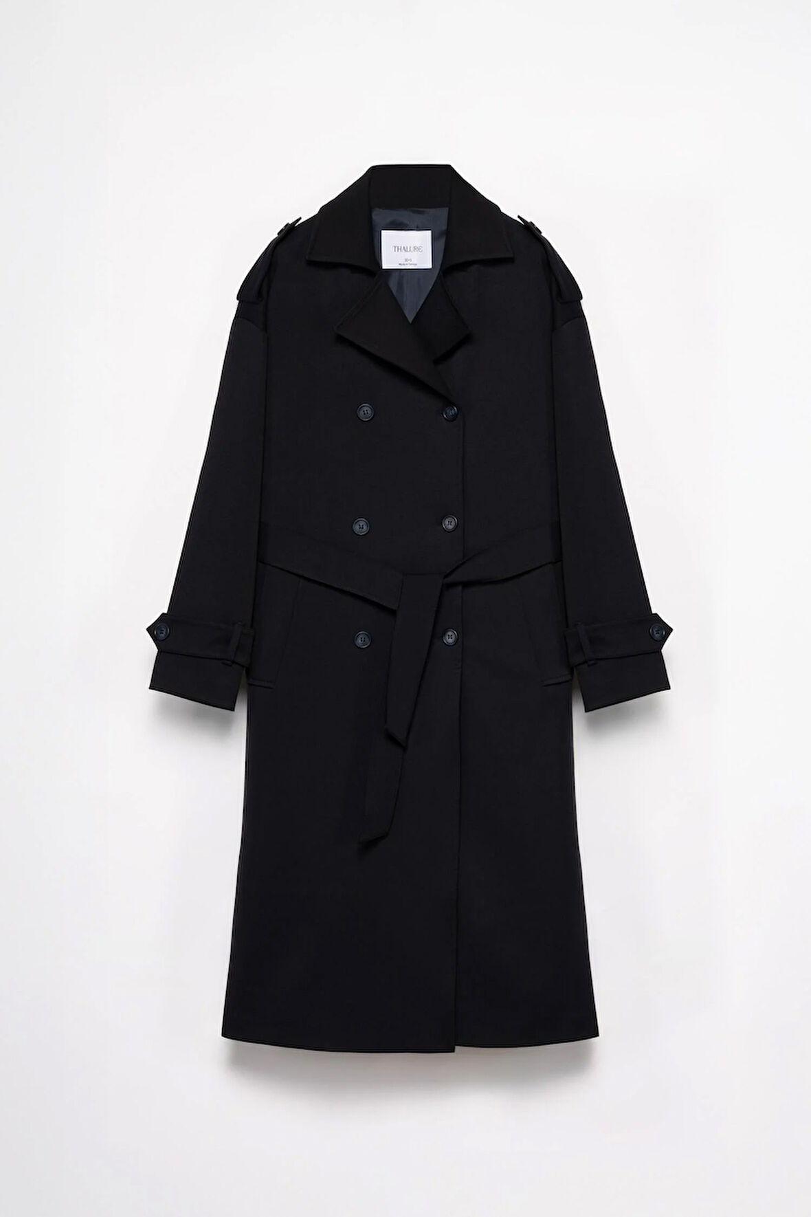 Kadın Lacivert Kemerli Uzun Trençkot