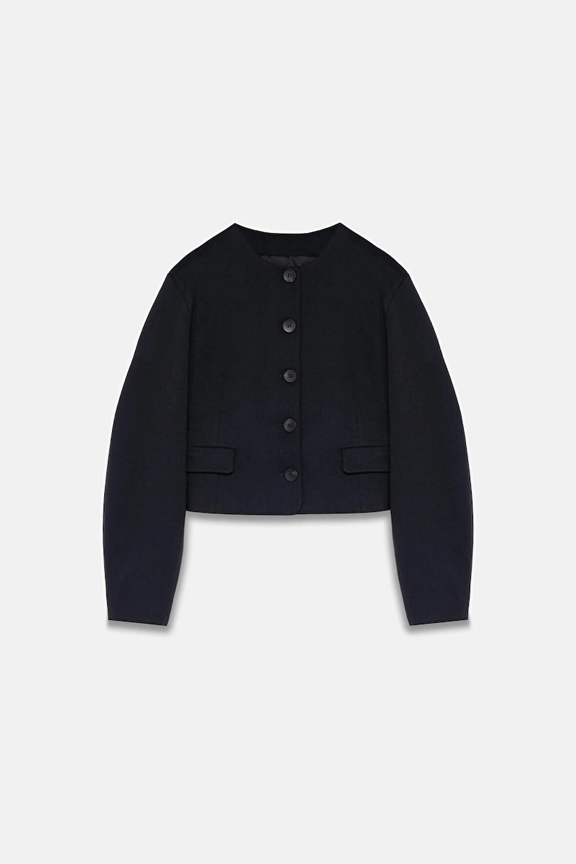 Kadın Lacivert Balon Kol Crop Blazer