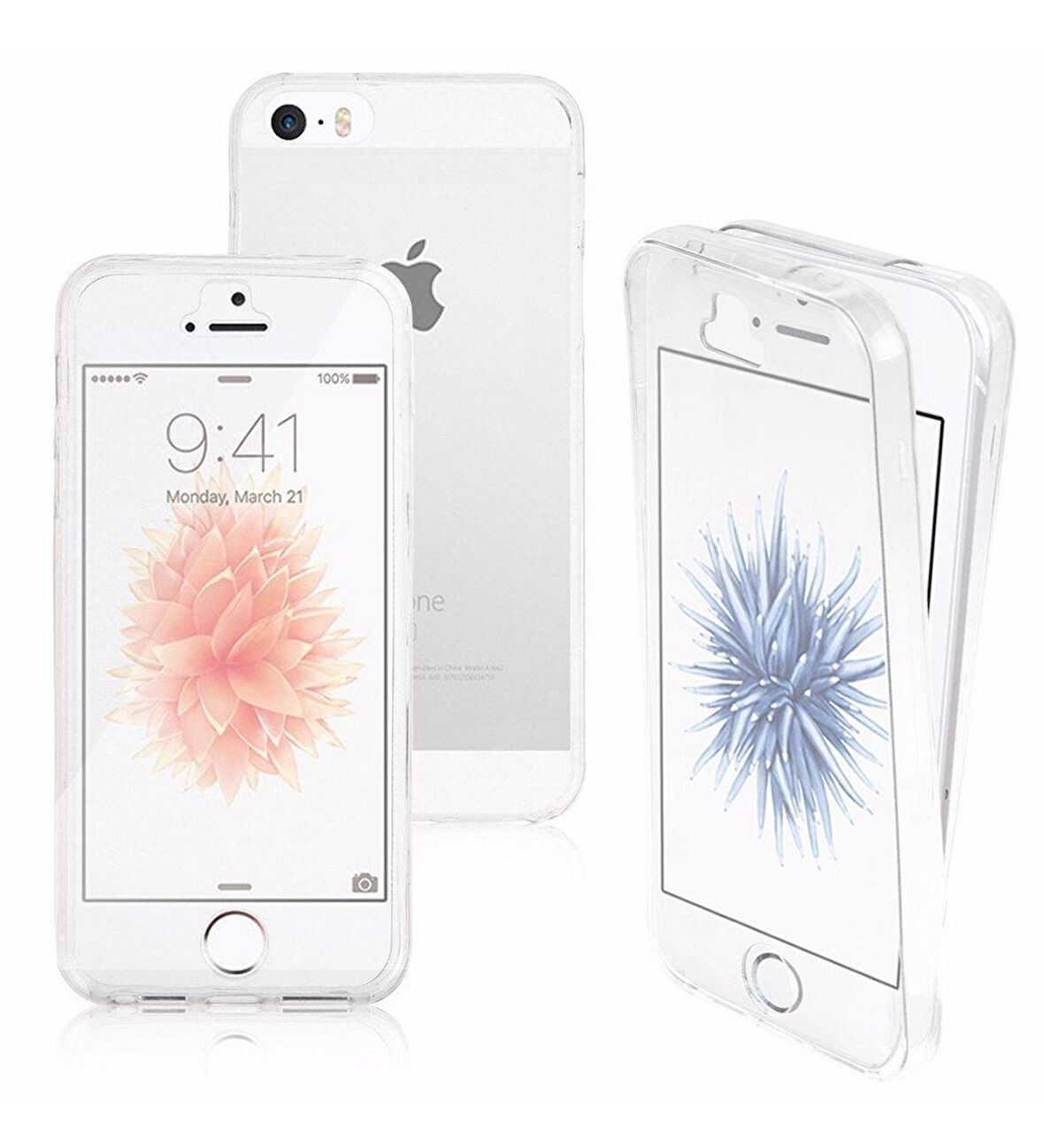 İphone 5-5s Uyumlu Ön Arka 360 Tam Koruma Şeffaf Soft Silikon Kılıf